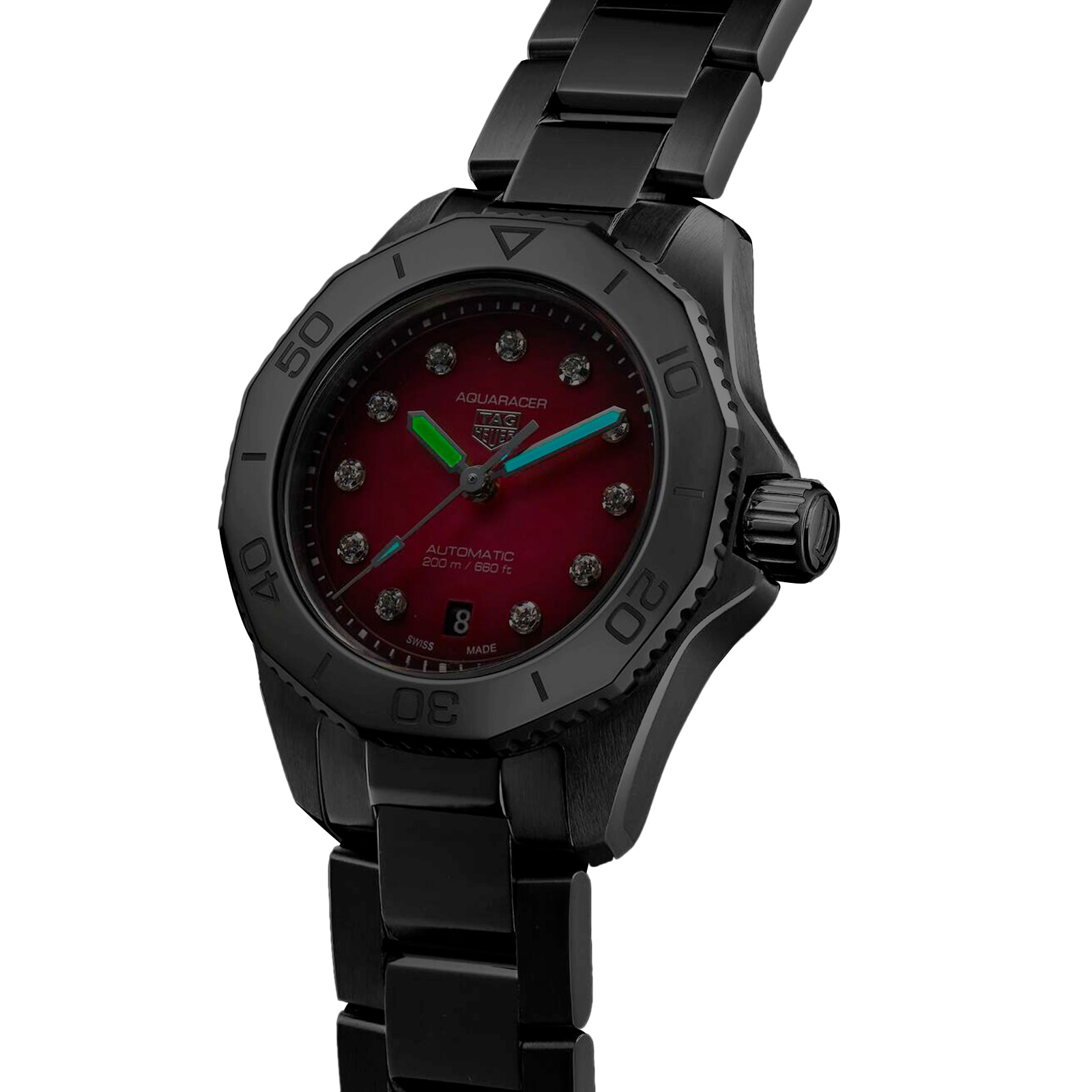 Replica TAG Heuer Aquaracer Professional 200 Date 30mm Ladies details Red WBP2414.BA0622
