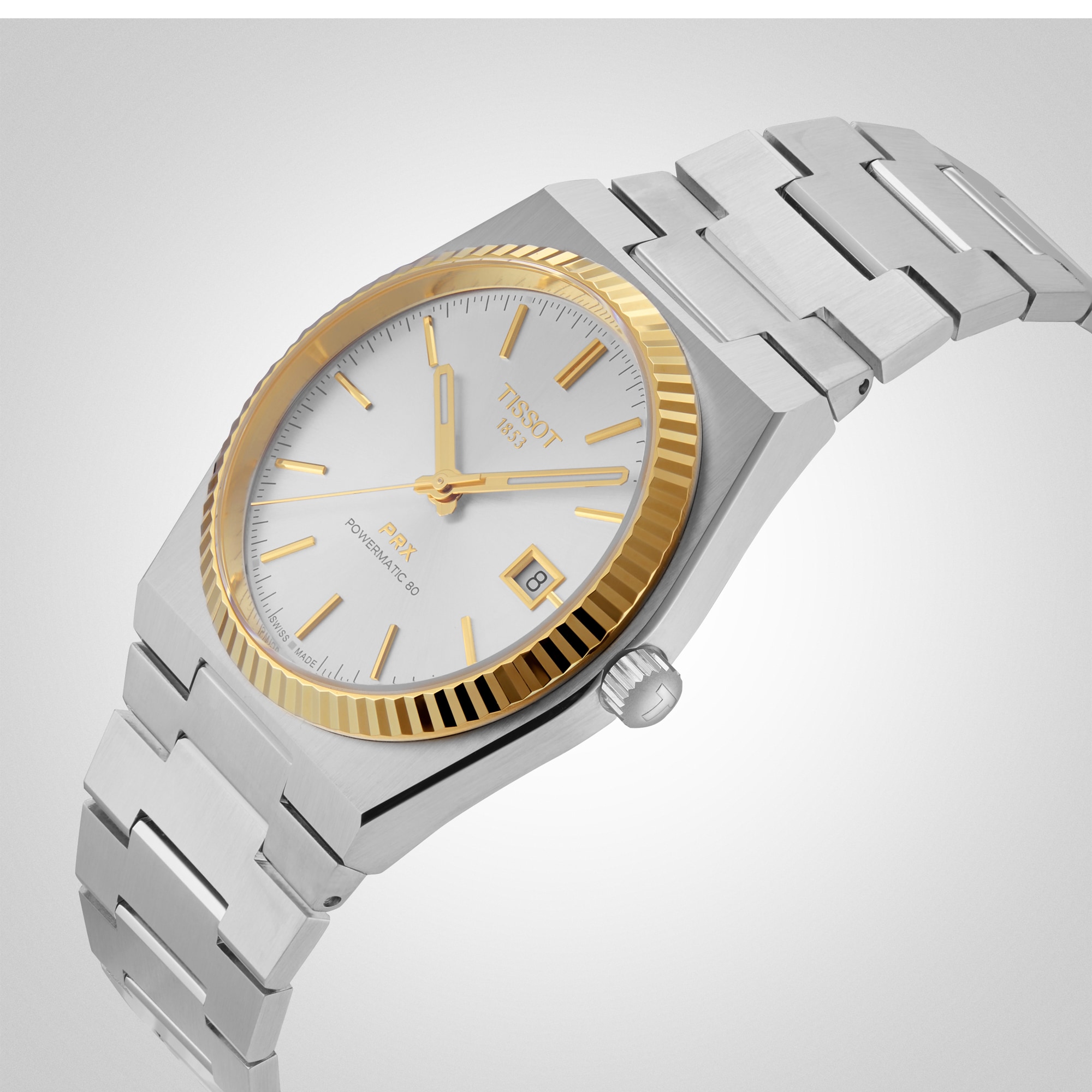 Replica Tissot PRX Powermatic 80 35mm Steel and 18K Gold Bezel Unisex details T9312074103101 6 Replica Tissot PRX Powermatic 80 35mm Steel and 18K Gold Bezel Unisex details T9312074103101