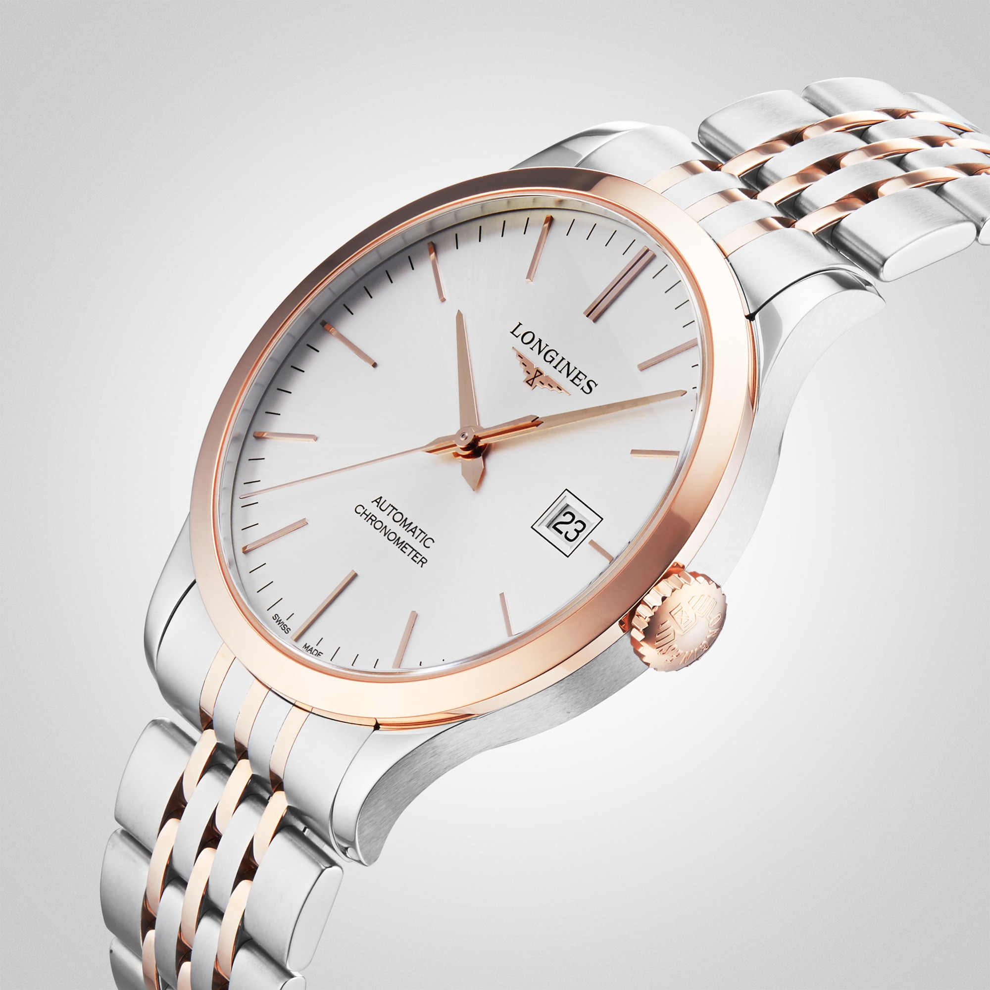 Replica Longines Record 40mm Mens details Sunray Silver L28215727 6 Replica Longines Record 40mm Mens details Sunray Silver L28215727