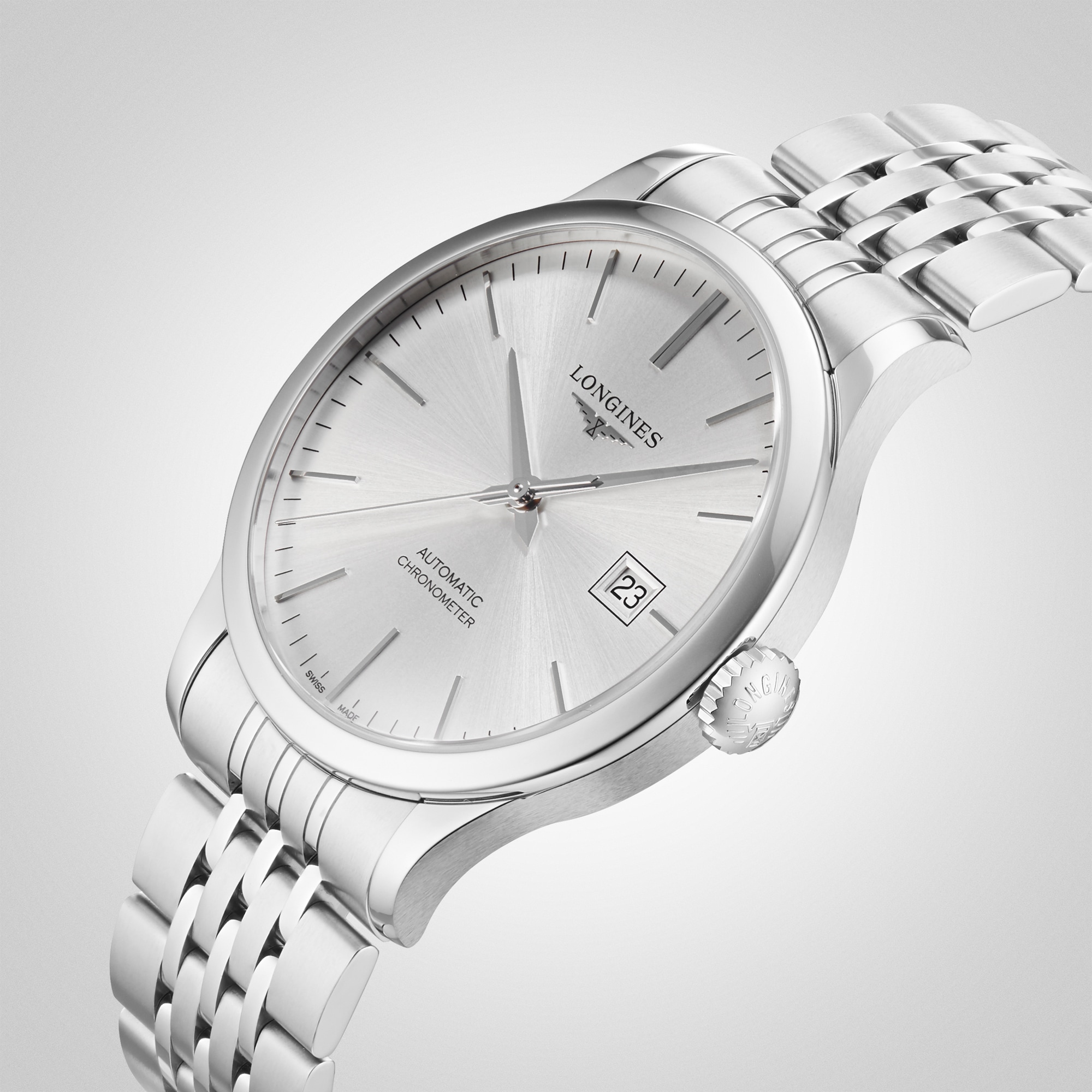 Replica Longines Record 40mm Mens details Sunray Silver L28214726
