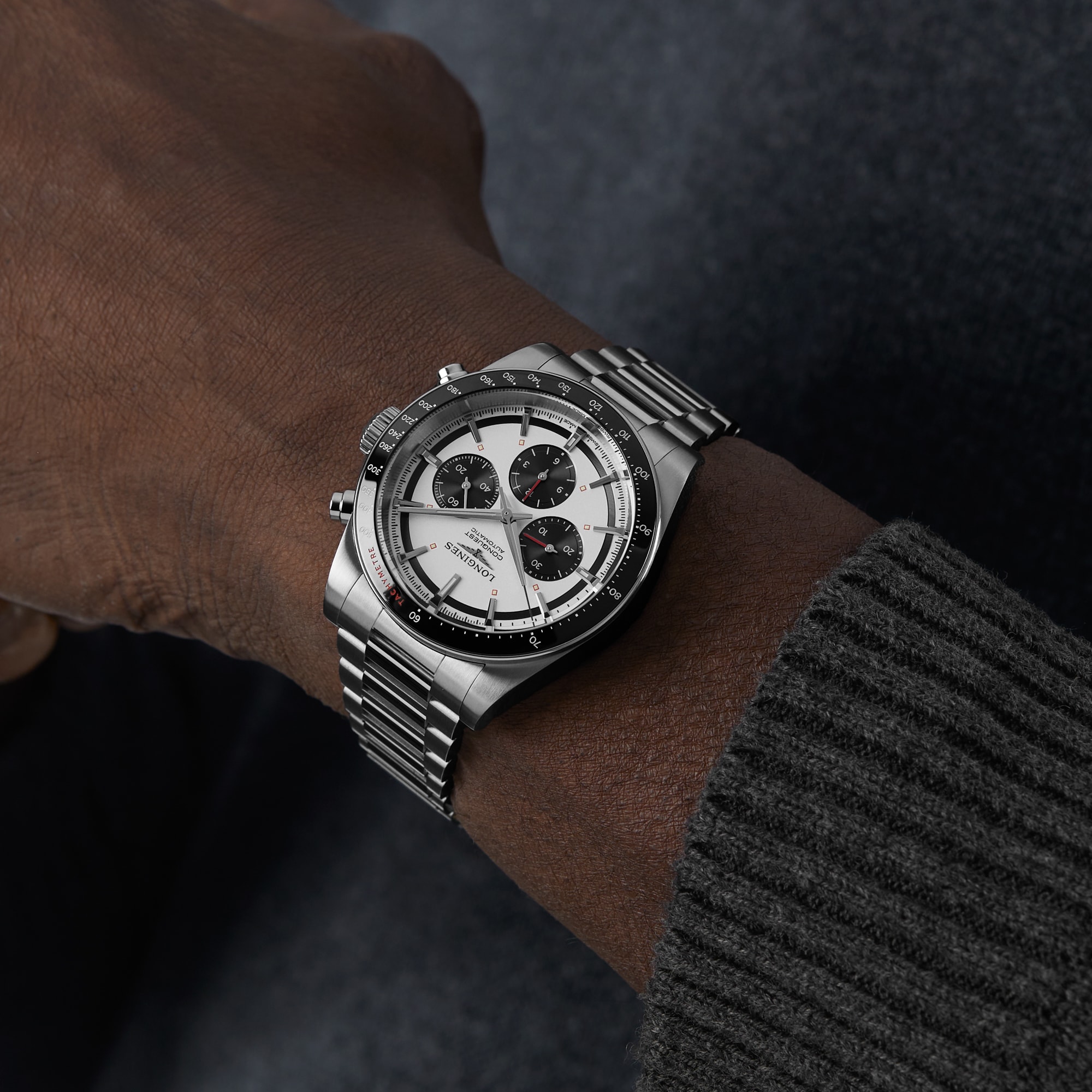 Replica Longines Conquest Chronograph 42mm Mens details Silver L38354726