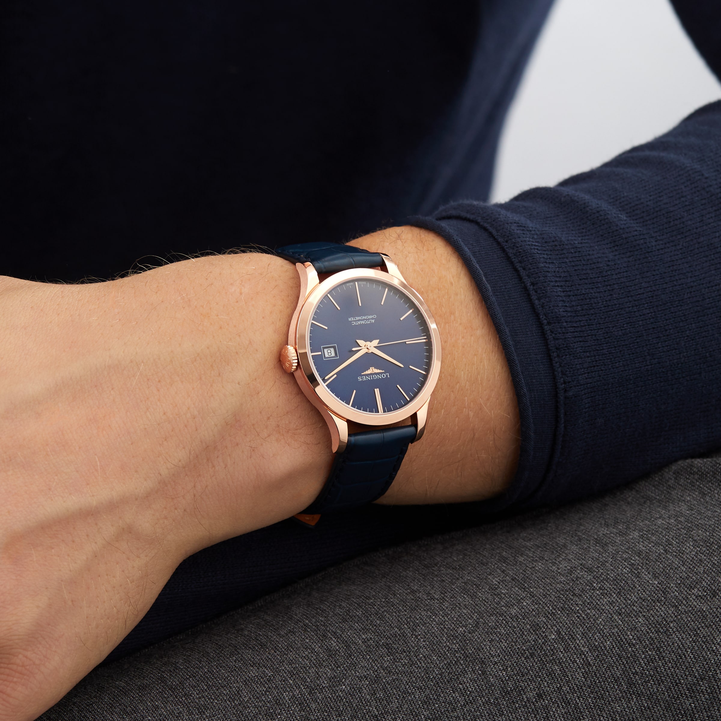 Replica Longines Record 38.5mm Mens details Sunray Blue L28208922 6 Replica Longines Record 38.5mm Mens details Sunray Blue L28208922