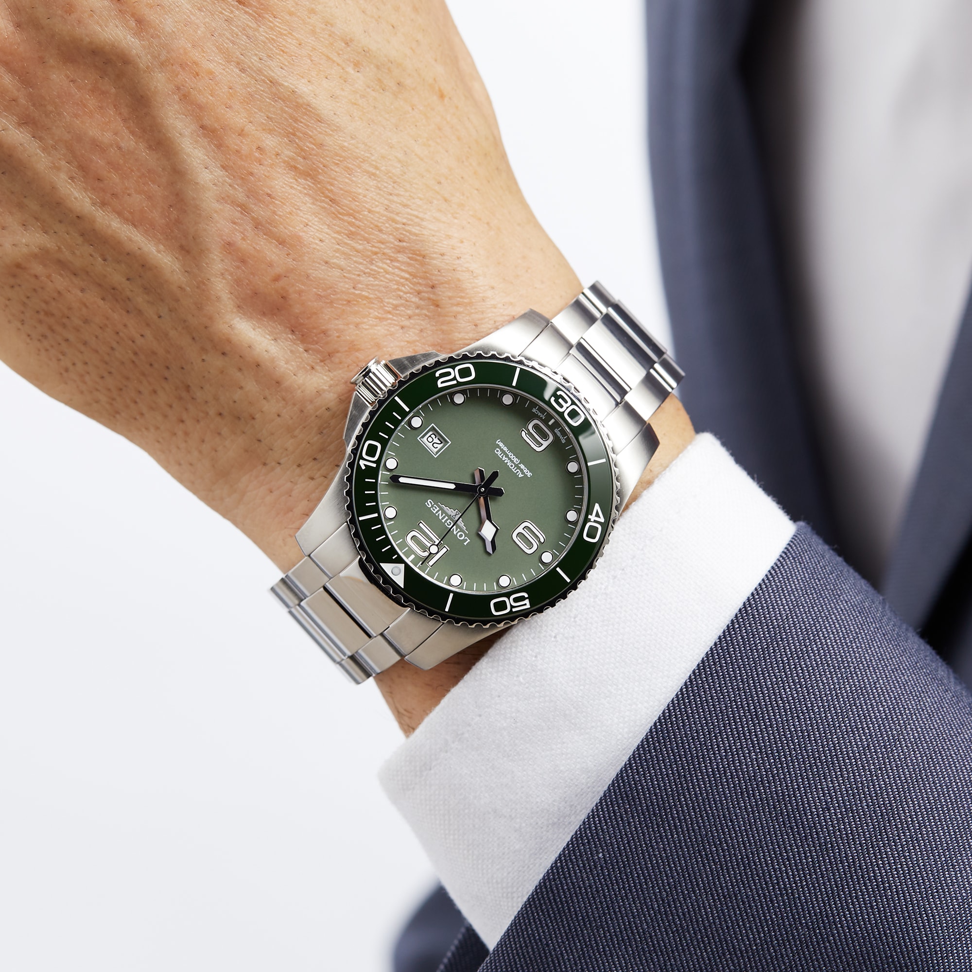 Replica Longines HydroConquest 41mm Stainless Steel Mens details - Green L37814066