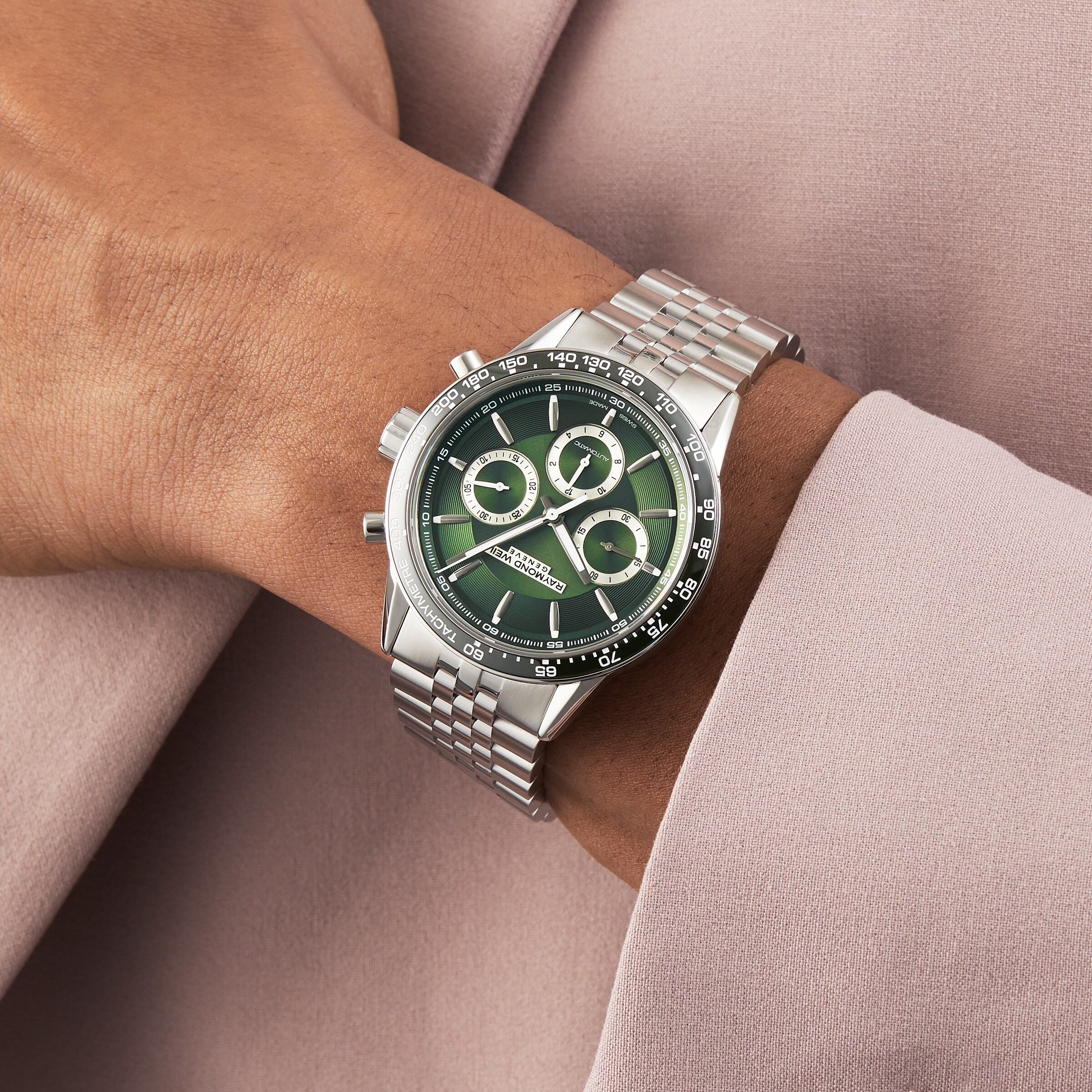 Replica Raymond Weil Freelancer 43.5mm Mens details Green 7741-ST7-52021