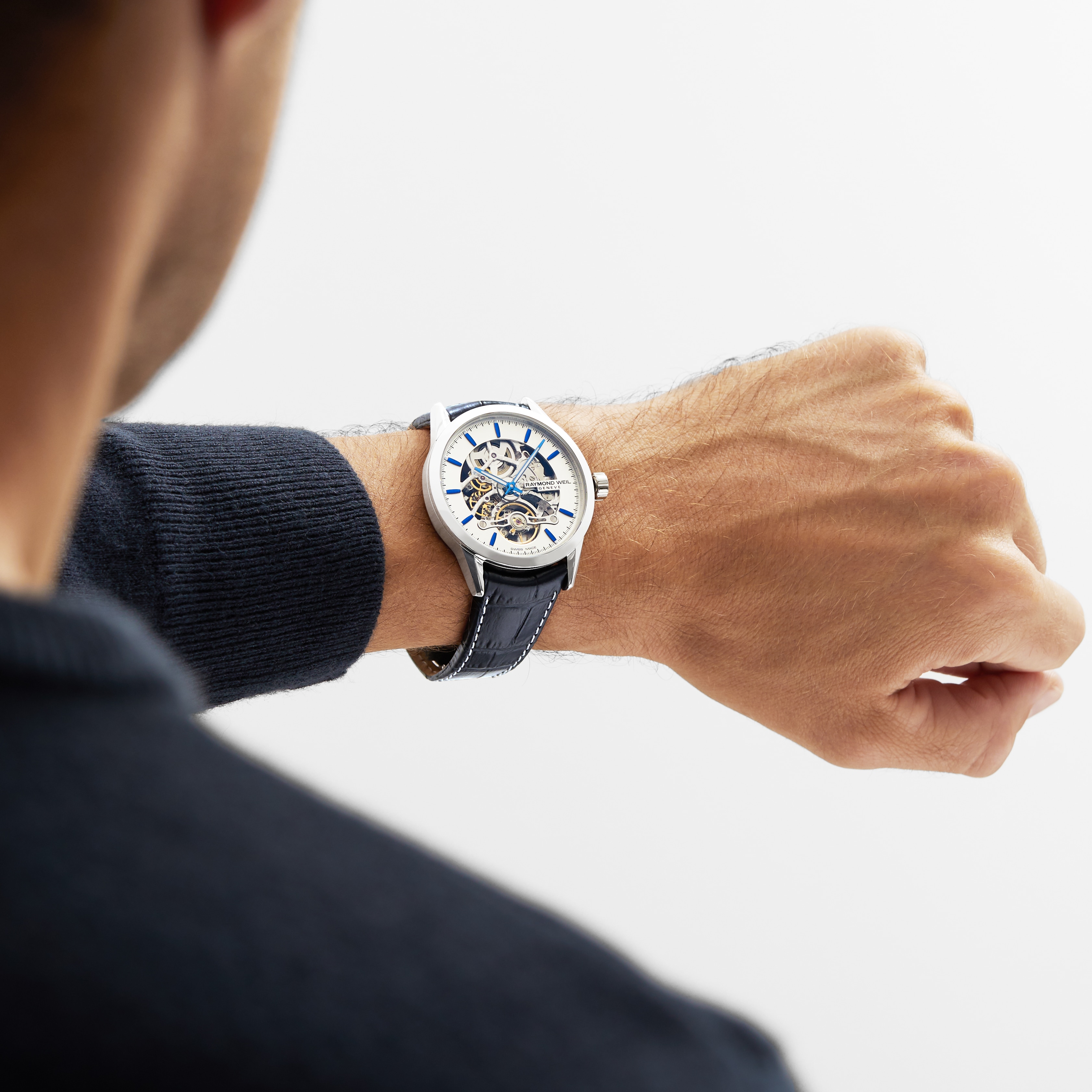 Replica Raymond Weil Blue Skeleton Freelancer 2785 42.5mm Mens details 2785-STC-65001