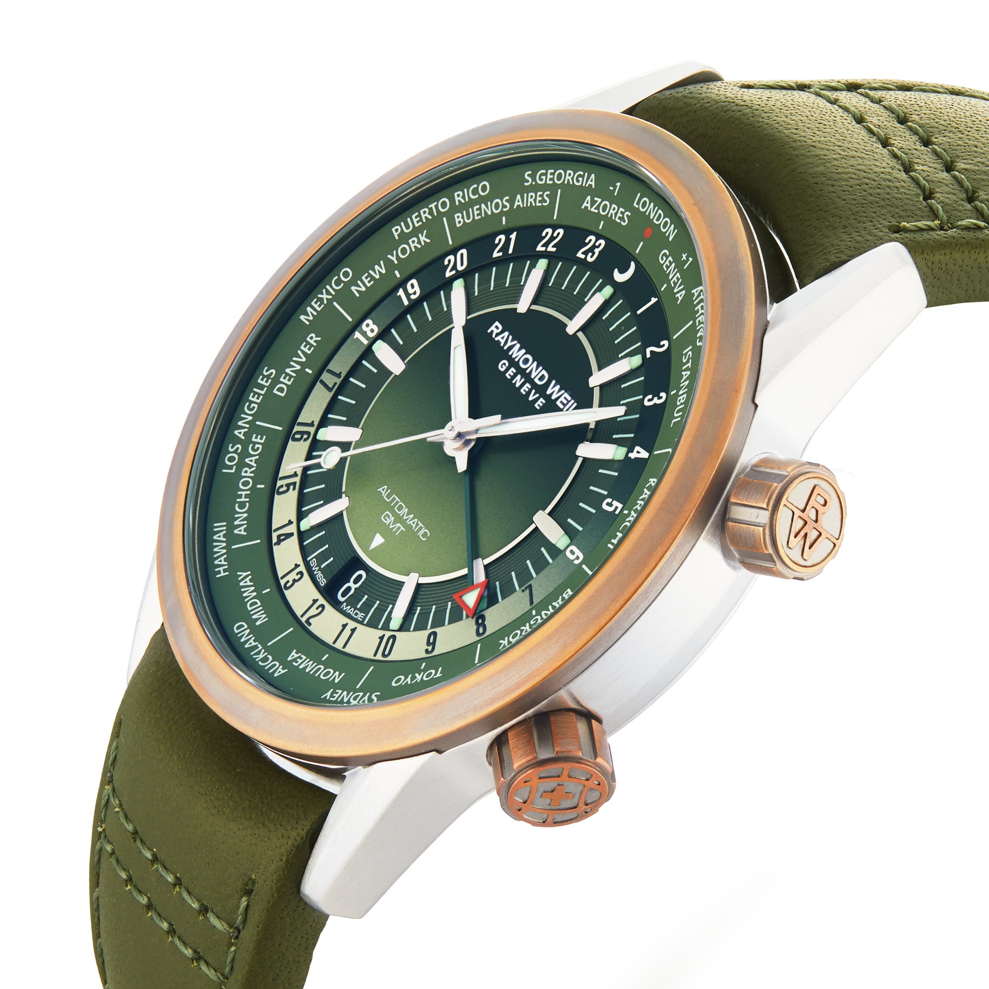 Replica Raymond Weil Freelancer 40.5mm Mens details Green 2765-SBC-52001