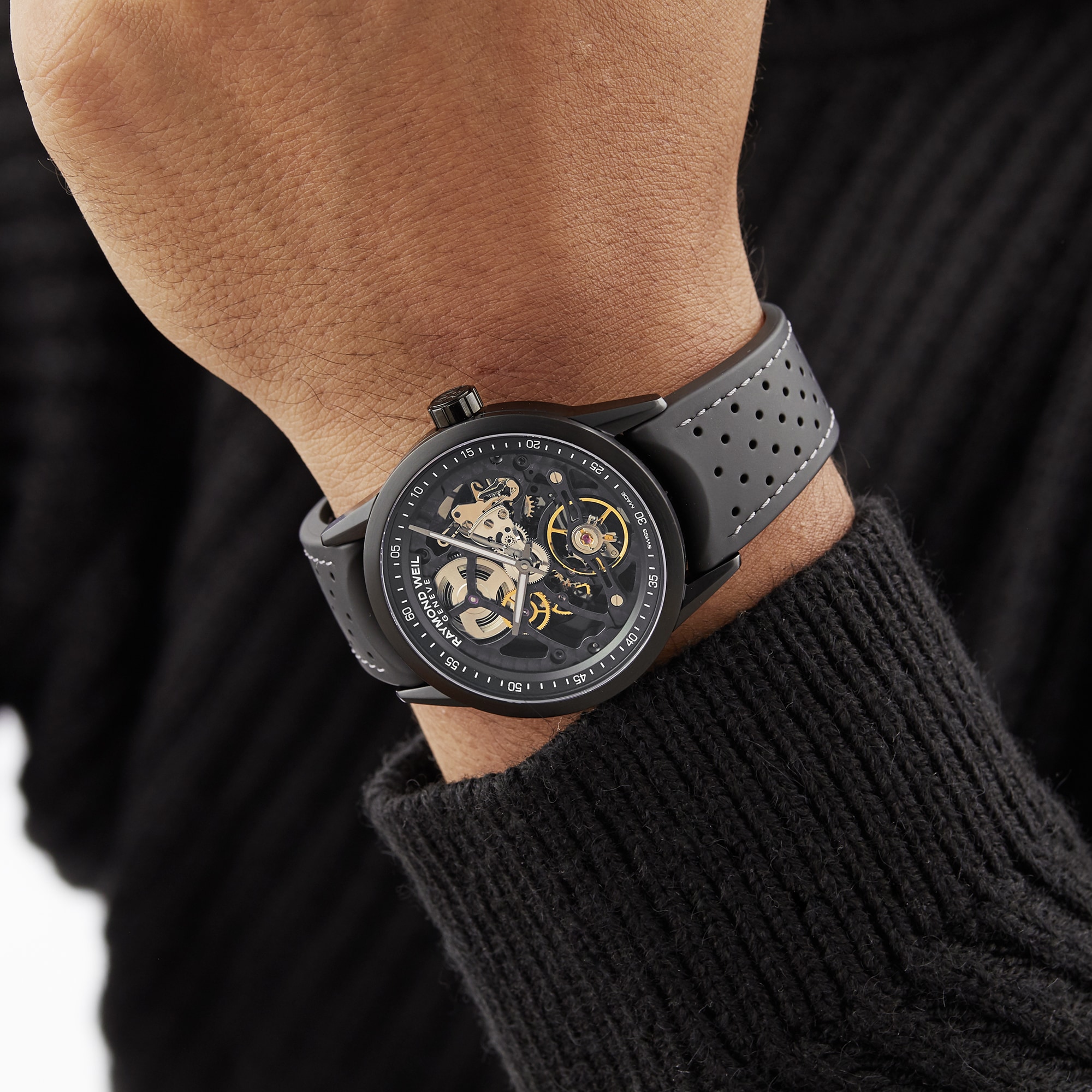 Replica Raymond Weil Freelancer Skeleton 42mm Mens details 2785-BKR-20000