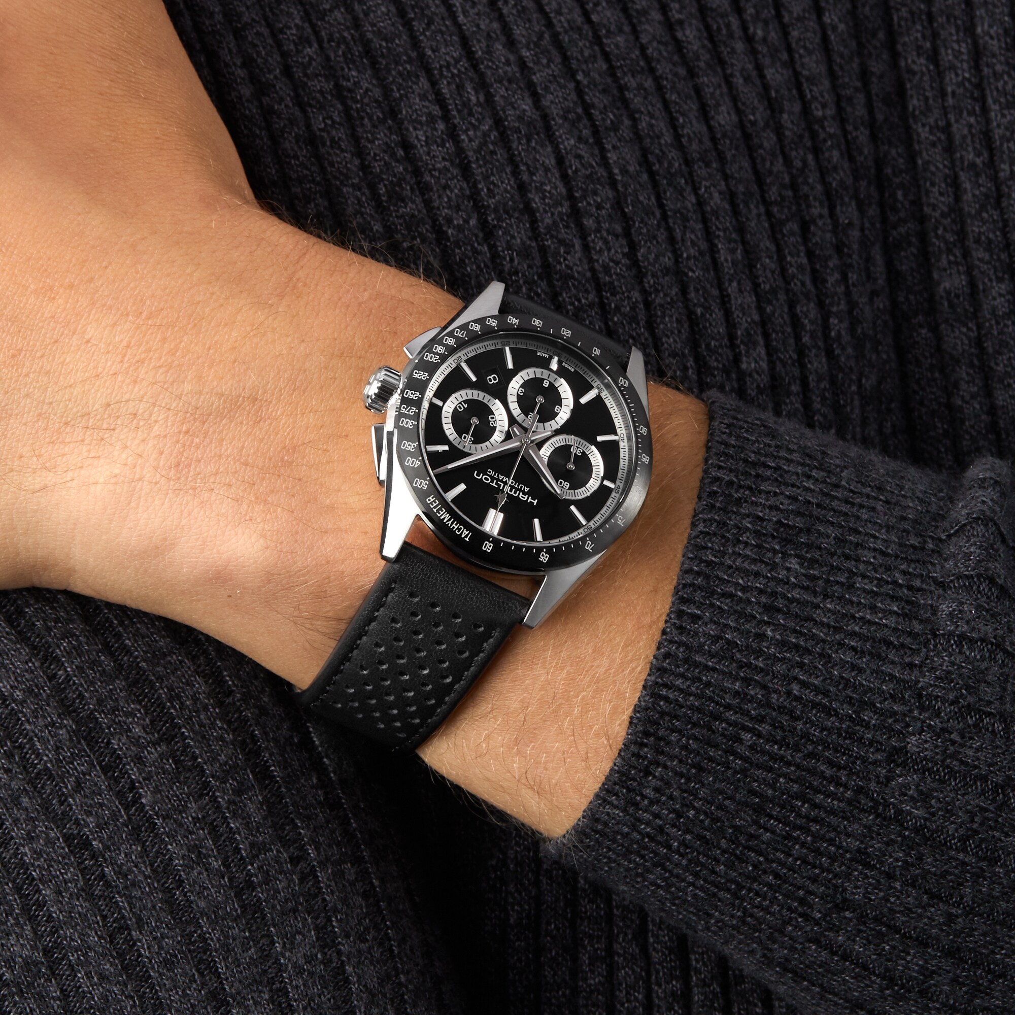 Replica Hamilton Jazzmaster Performer Automatic Chronograph 42mm Mens details Black H36606730 7 Replica Hamilton Jazzmaster Performer Automatic Chronograph 42mm Mens details Black H36606730