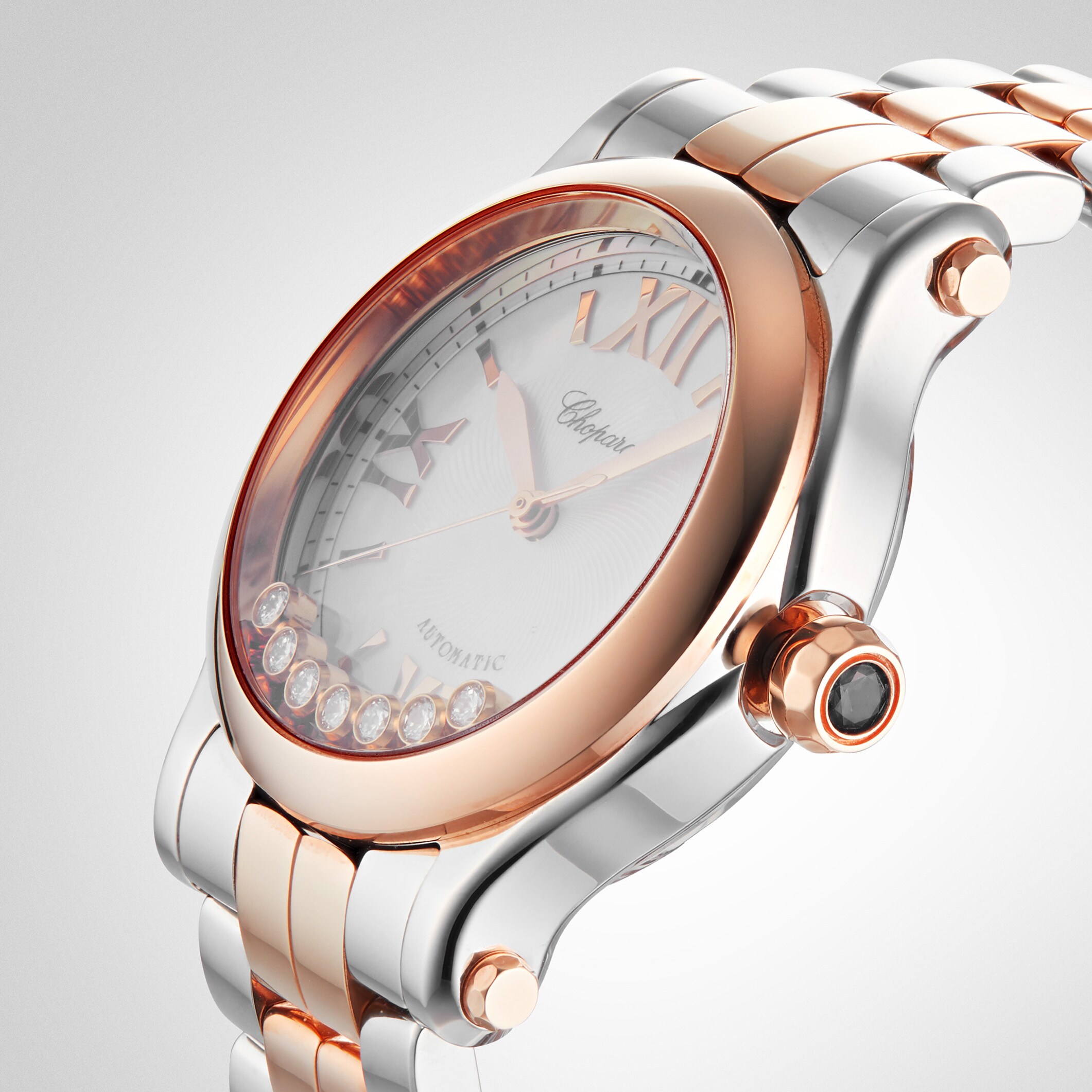 Replica Chopard Happy Sport 36mm Automatic 18ct Rose Gold Stainless Steel and Diamond Ladies details 278559-6009 7 Replica Chopard Happy Sport 36mm Automatic 18ct Rose Gold Stainless Steel and Diamond Ladies details 278559-6009