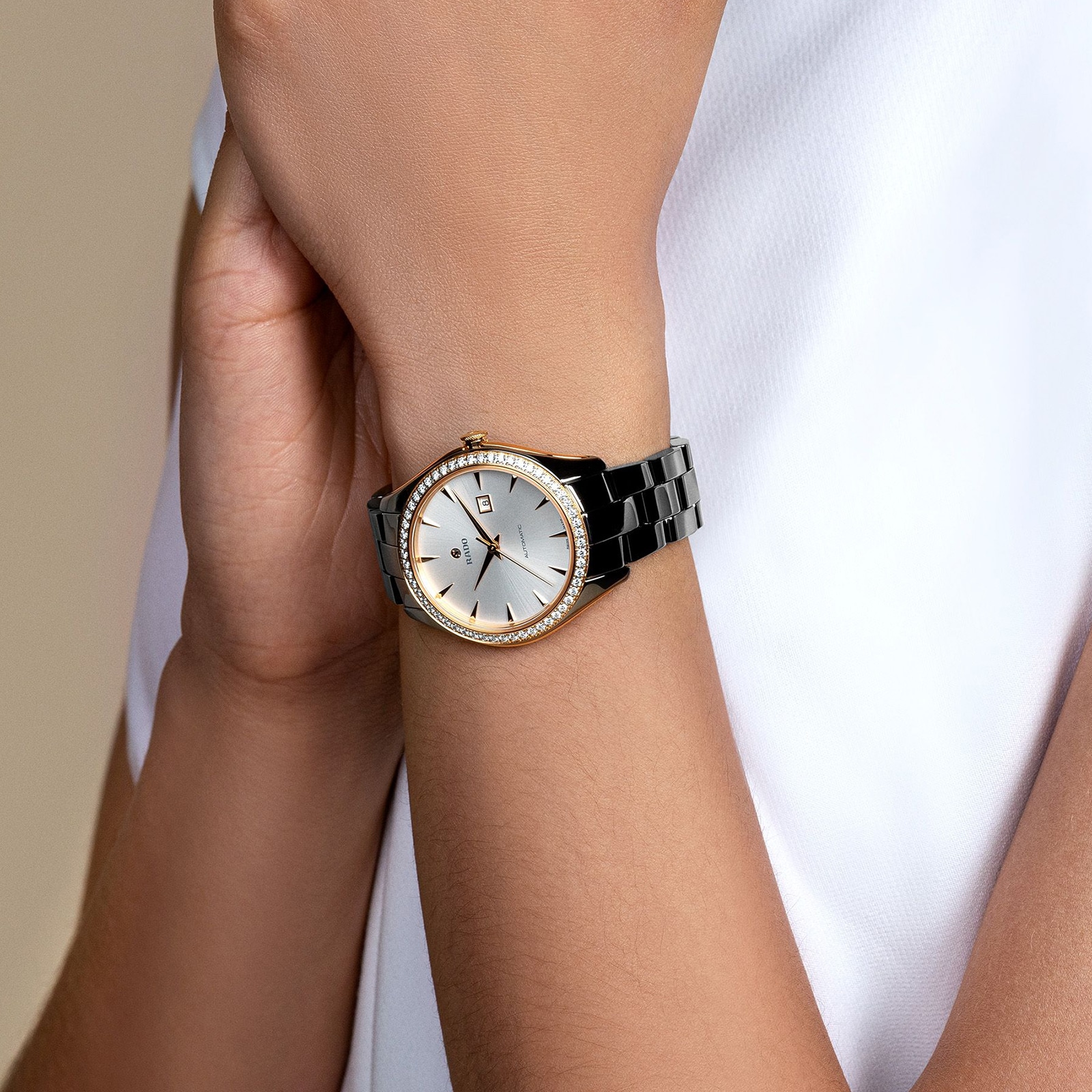 Replica Rado HyperChrome Automatic Diamonds 36mm Ladies details R32052012