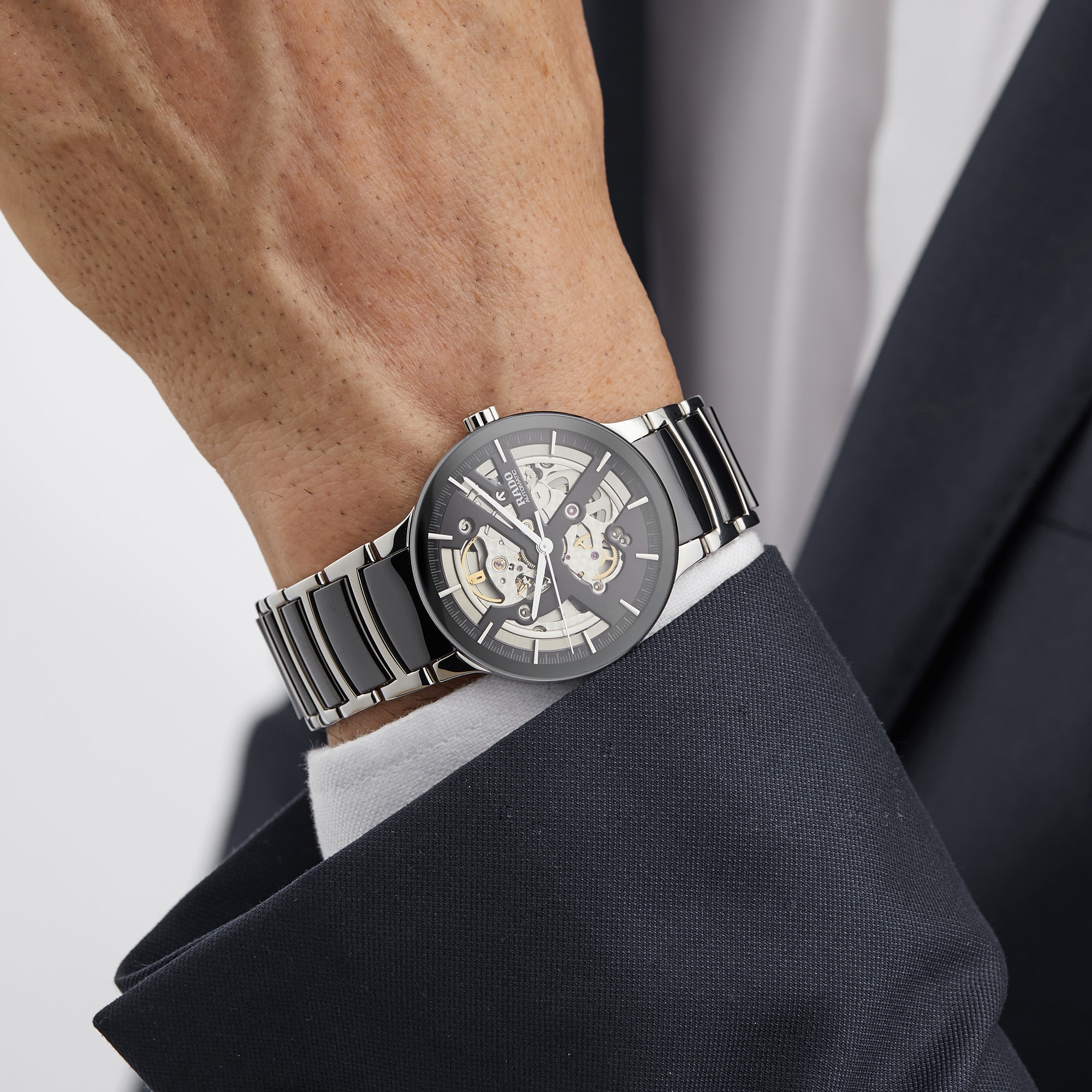 Replica Rado Centrix Skeleton 38mm Mens details R30178152