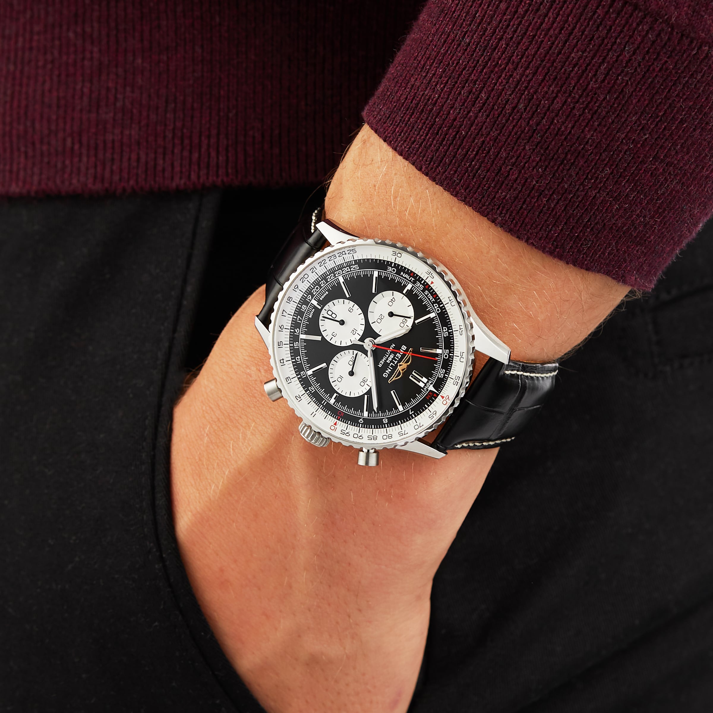 Replica Breitling Navitimer B01 Chronograph 46 Stainless Steel Leather Strap details AB0137211B1P1 7 Replica Breitling Navitimer B01 Chronograph 46 Stainless Steel Leather Strap details AB0137211B1P1