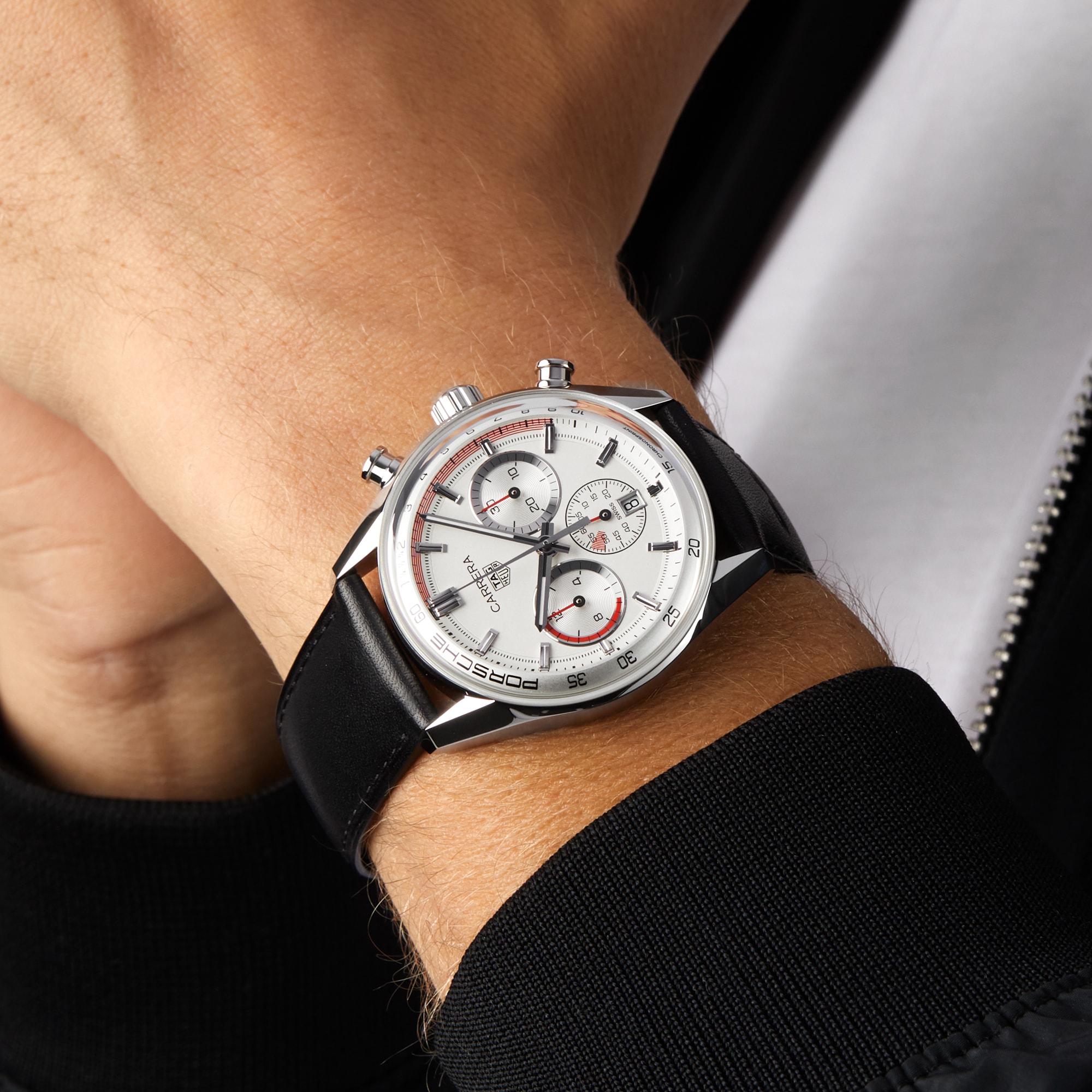 Replica TAG Heuer Carrera Chronosprint X Porsche Special Edition 42mm Mens details Silver CBS2011.FC6529
