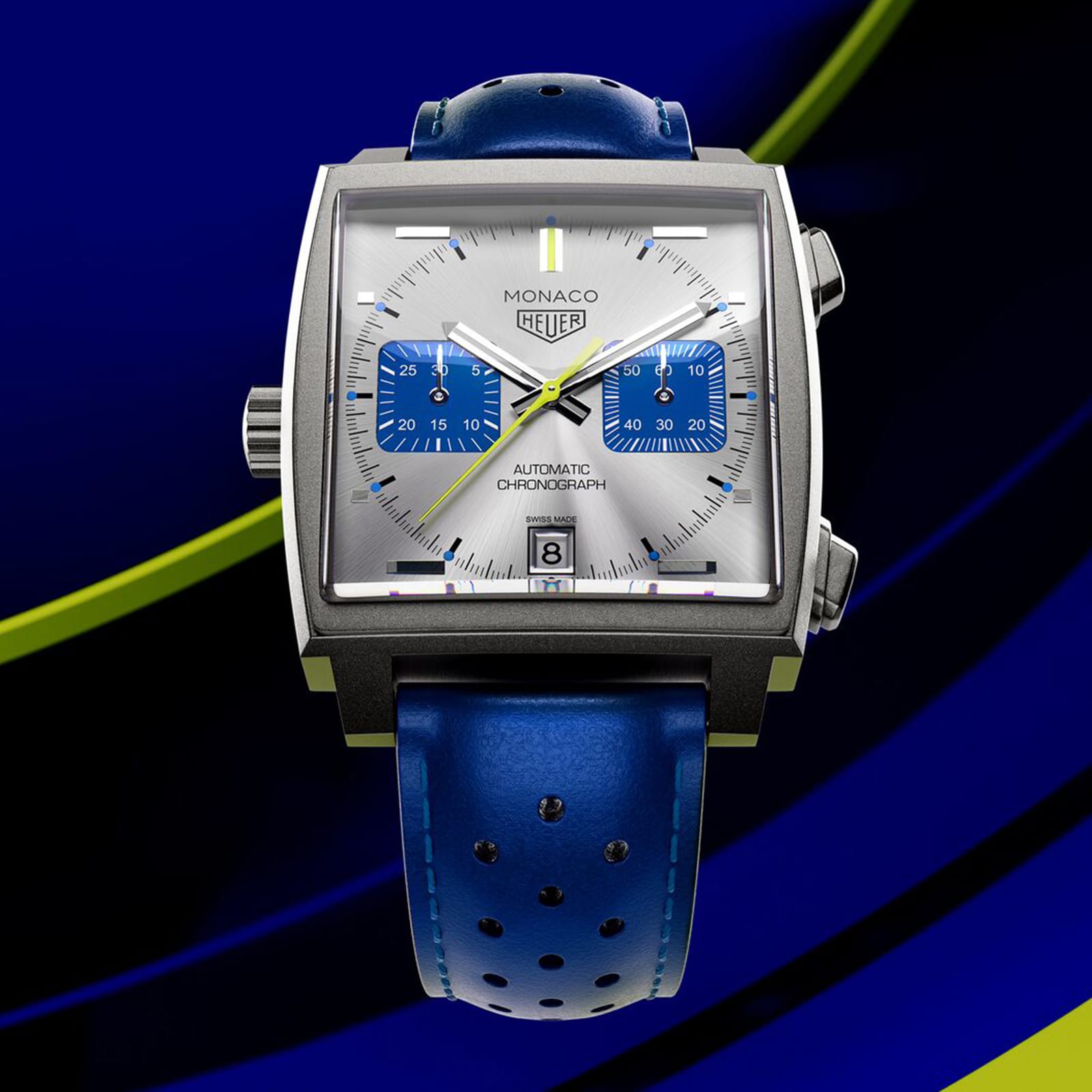 Replica TAG Heuer Monaco Chronograph Racing Blue Limited Edition 39mm Mens details Silver CAW218C.FC6548 7 Replica TAG Heuer Monaco Chronograph Racing Blue Limited Edition 39mm Mens details Silver CAW218C.FC6548