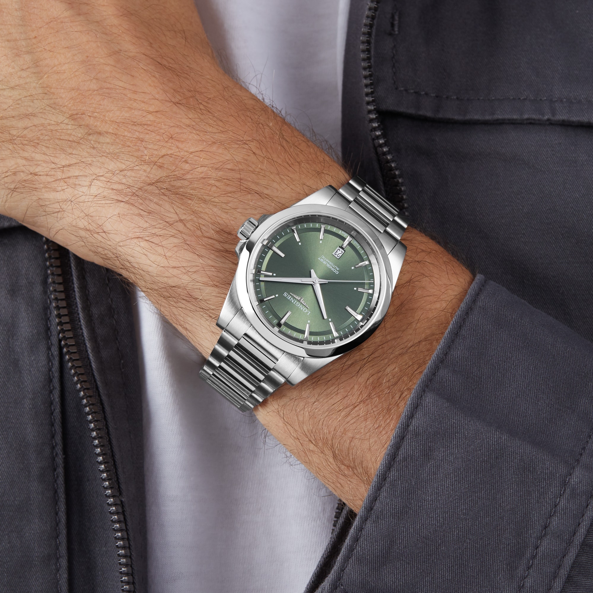 Replica Longines Conquest 41mm Mens details Green L38304026