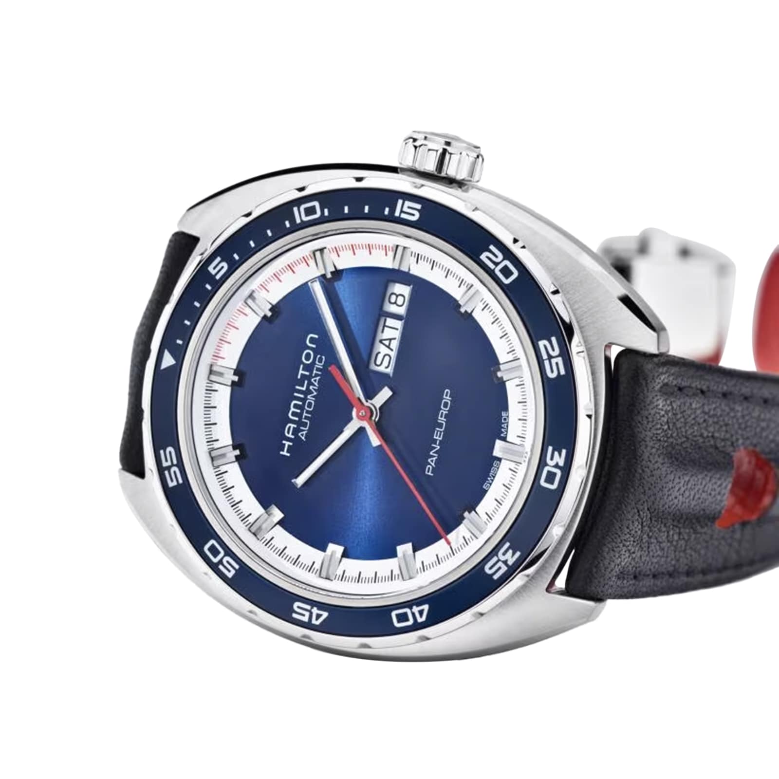 Replica Hamilton American Classic Pan Europ Day Date Auto 42mm Mens details Blue Interchangeable strap H35405741 8 Replica Hamilton American Classic Pan Europ Day Date Auto 42mm Mens details Blue Interchangeable strap H35405741