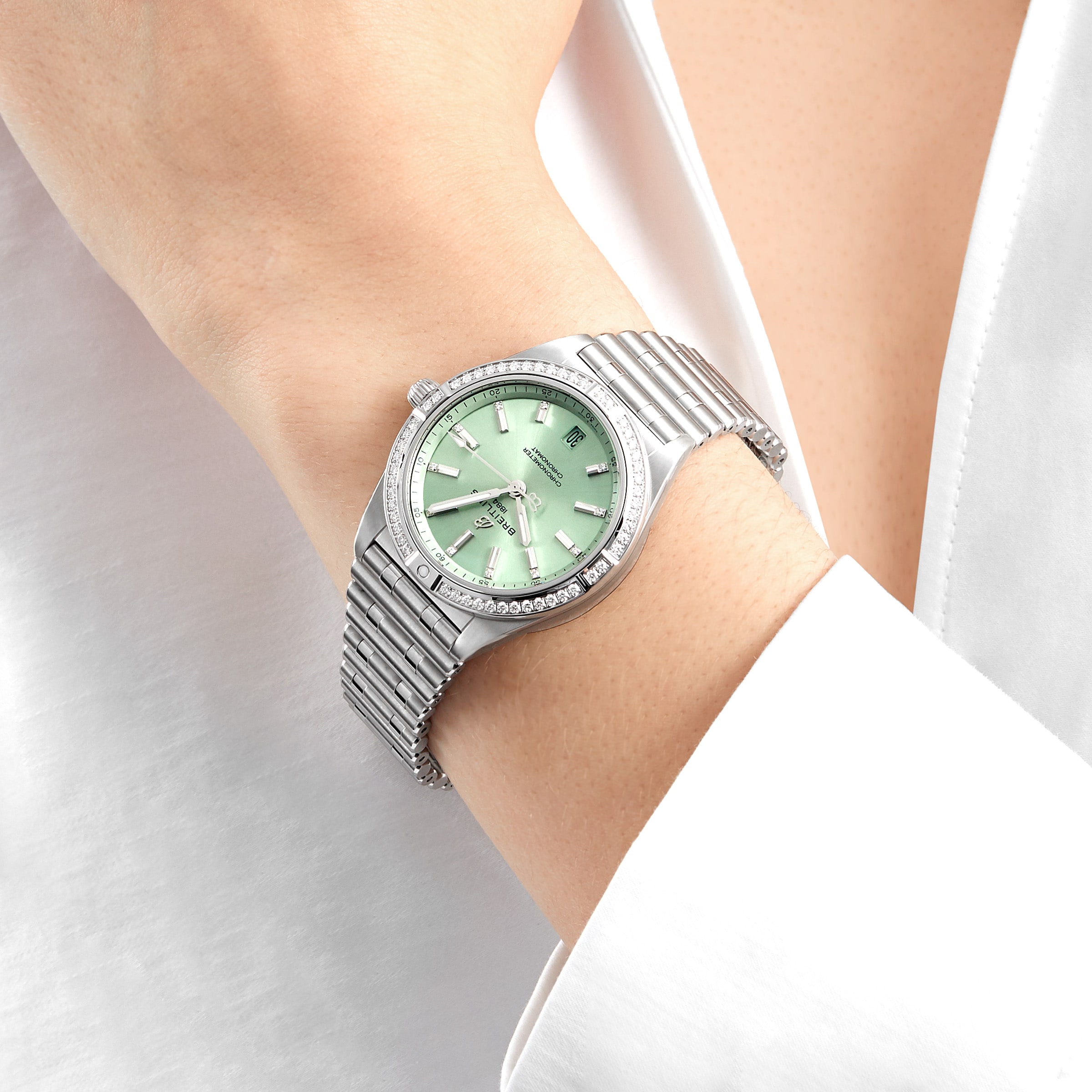 Replica Breitling Chronomat Automatic 36 - Mint Green details A10380591L1A1