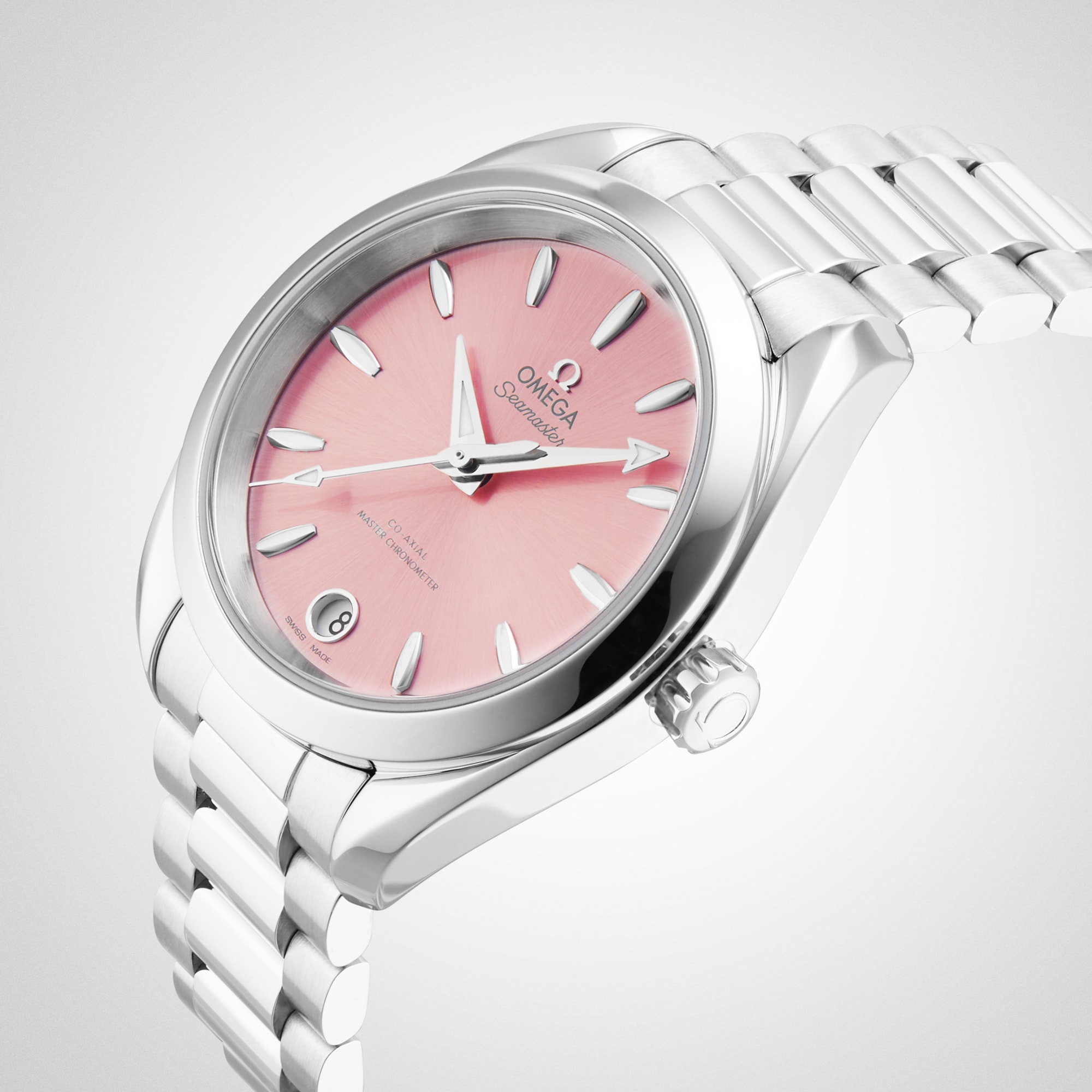 Replica Omega Seamaster Aqua Terra 150m Co-Axial Master Chronometer 34mm Ladies details Pink O22010342010003