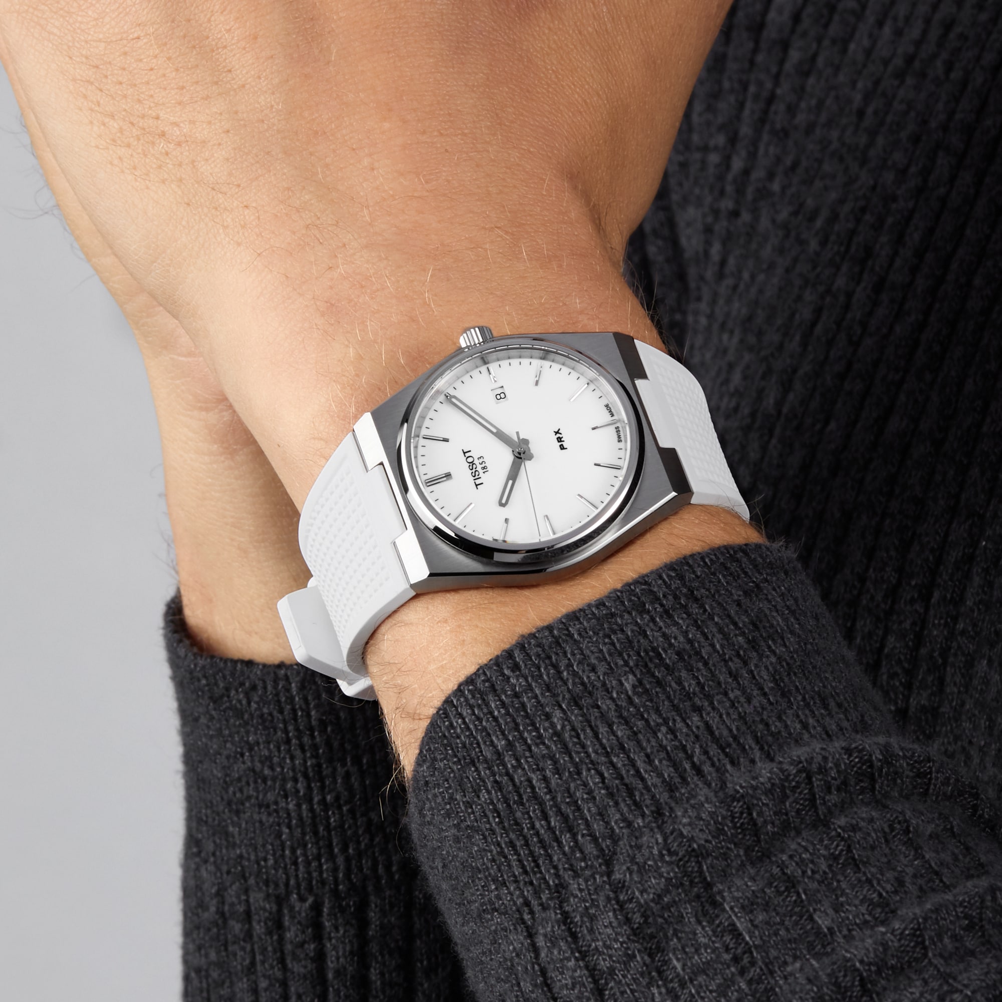 Replica Tissot PRX Quartz 40mm Mens details White T1374101701100