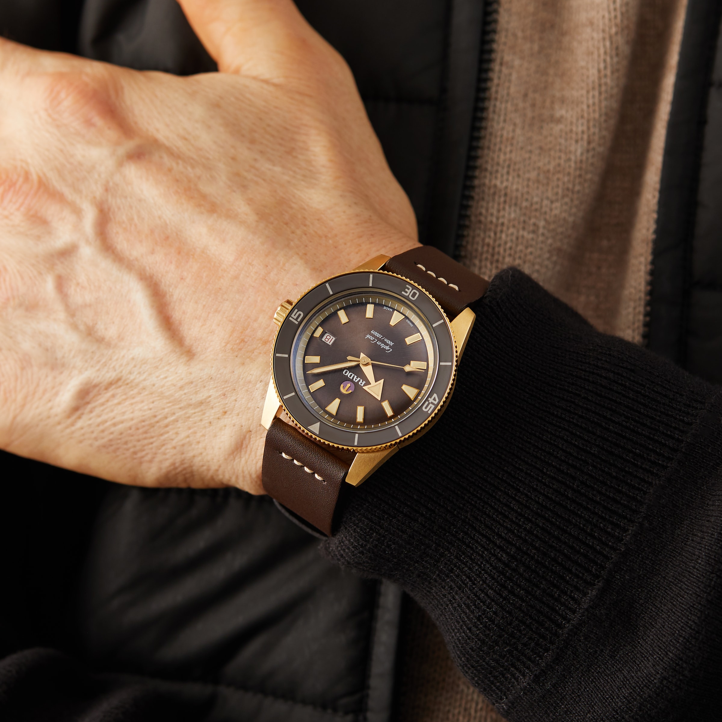 Replica Rado Captain Cook Automatic Bronze Mens details R32504306