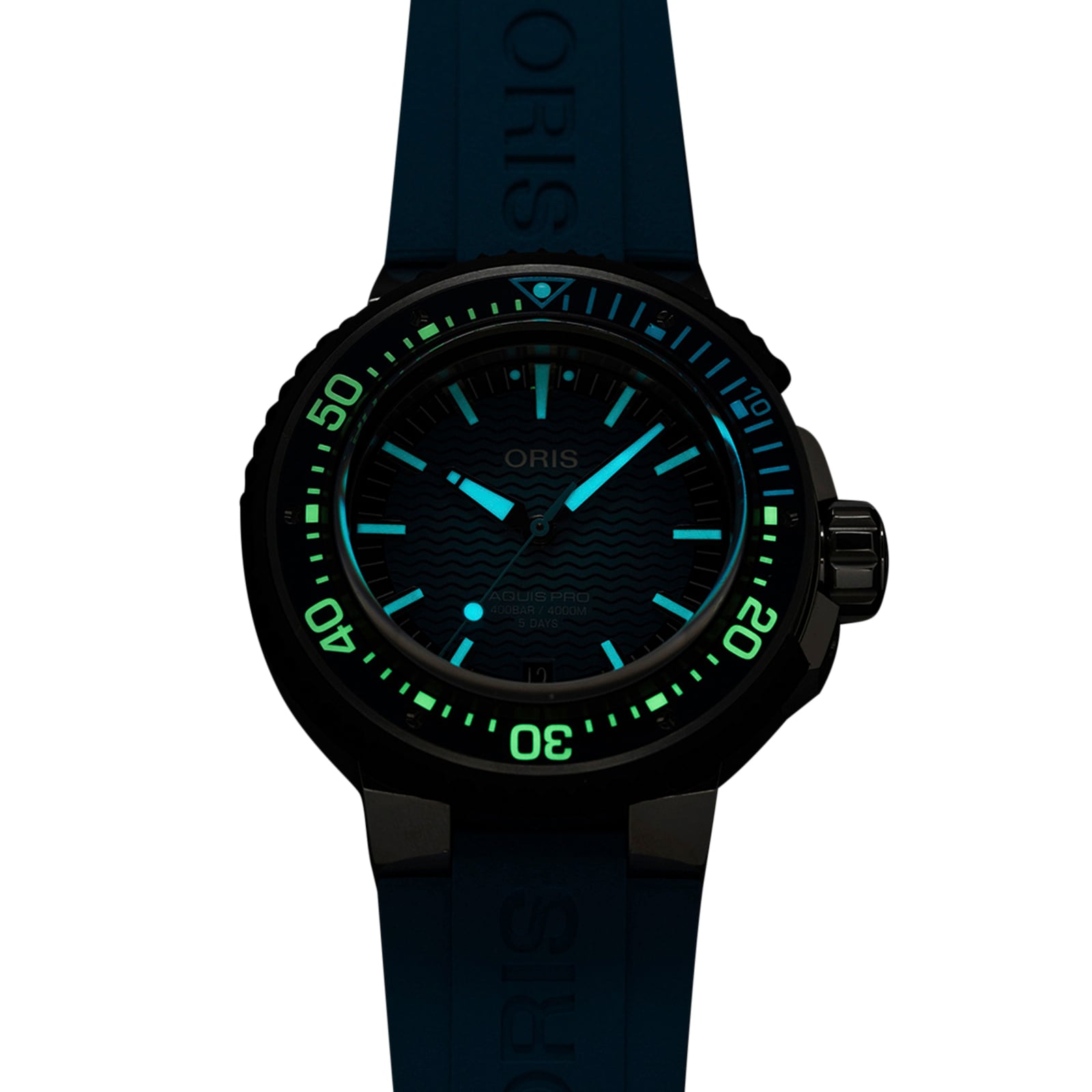 Replica Oris Aquis Pro 4000m 49.5mm Mens details Blue 01 400 7777 7155-SET