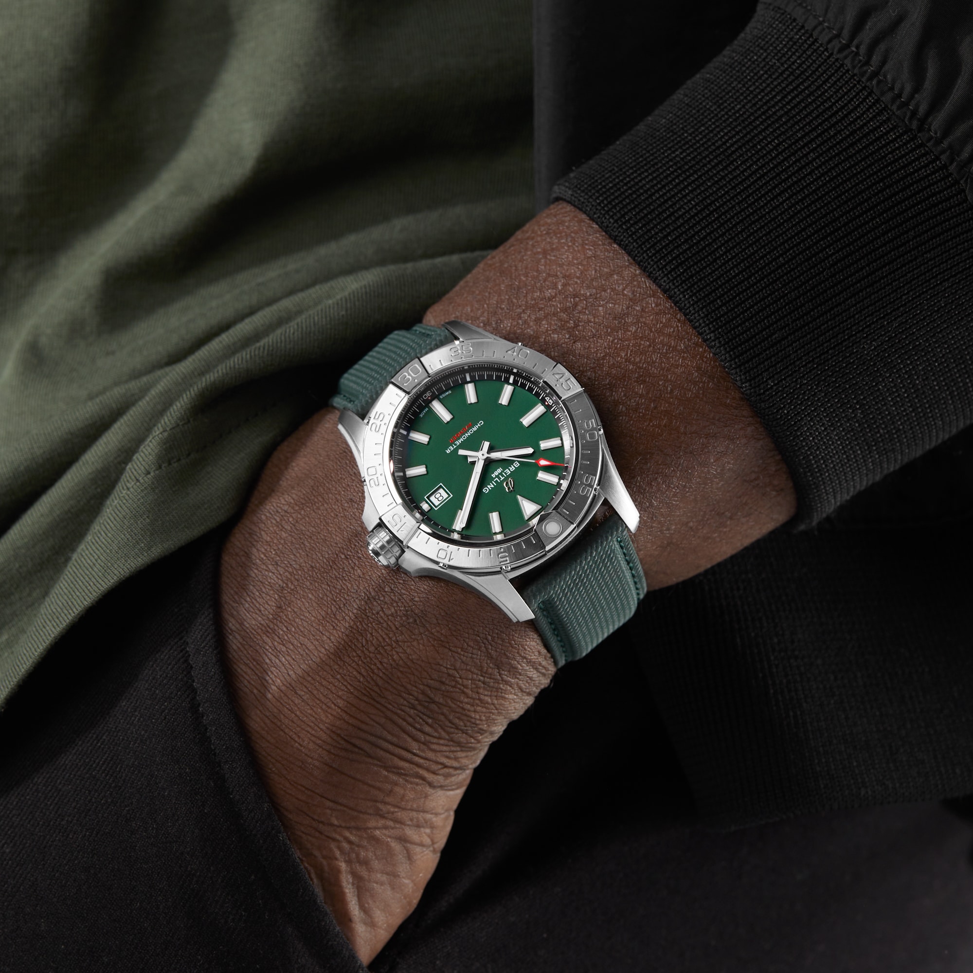 Replica Breitling Avenger Automatic 42mm Mens details Green Leather A17328101L1X1