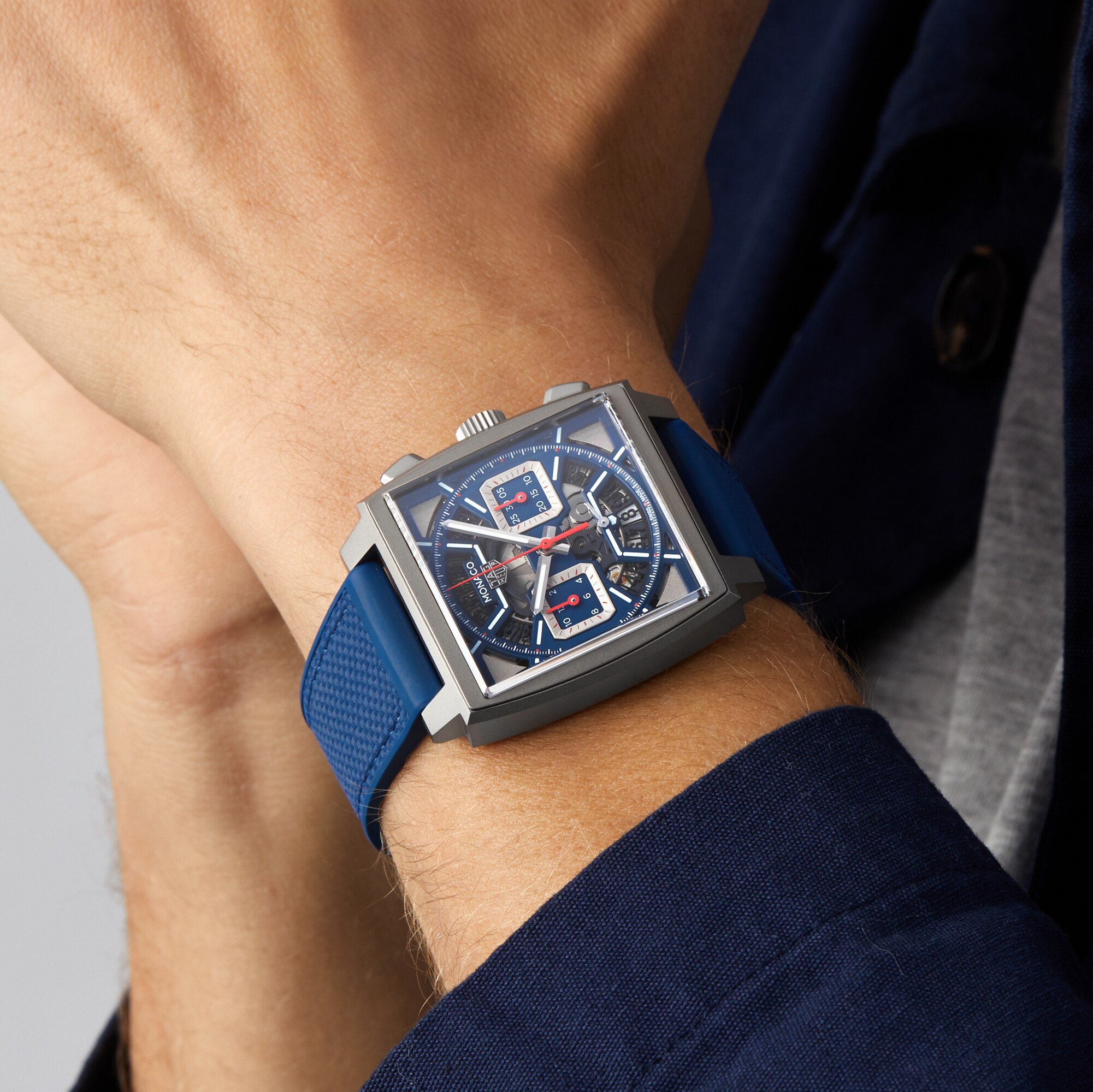 Replica TAG Heuer Monaco Chronograph 39mm Mens details Titanium Blue CBL2182.FT6235