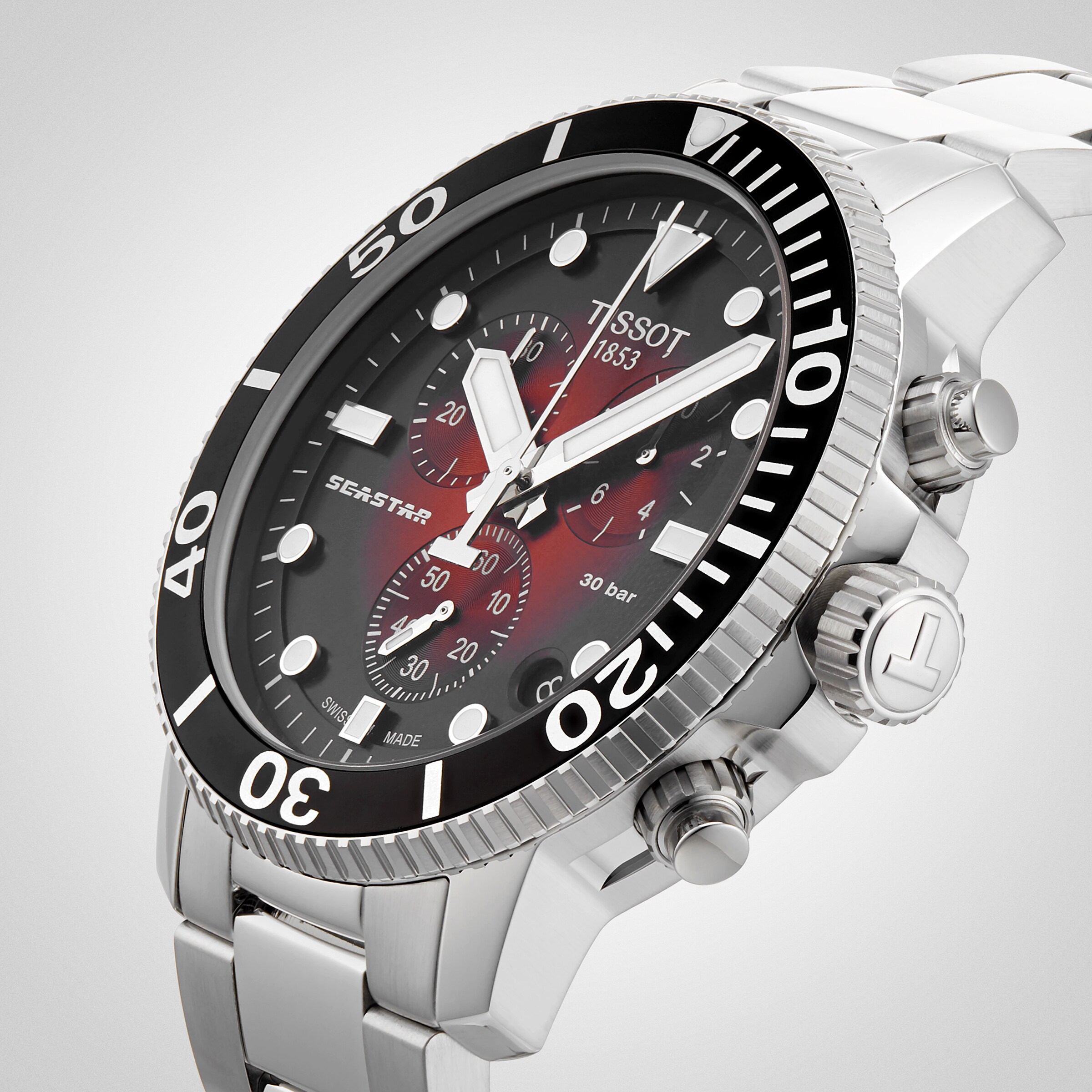 Replica Tissot T-Sport Seastar 1000 Quartz Chronograph 45.5mm Mens details Red T1204171142100