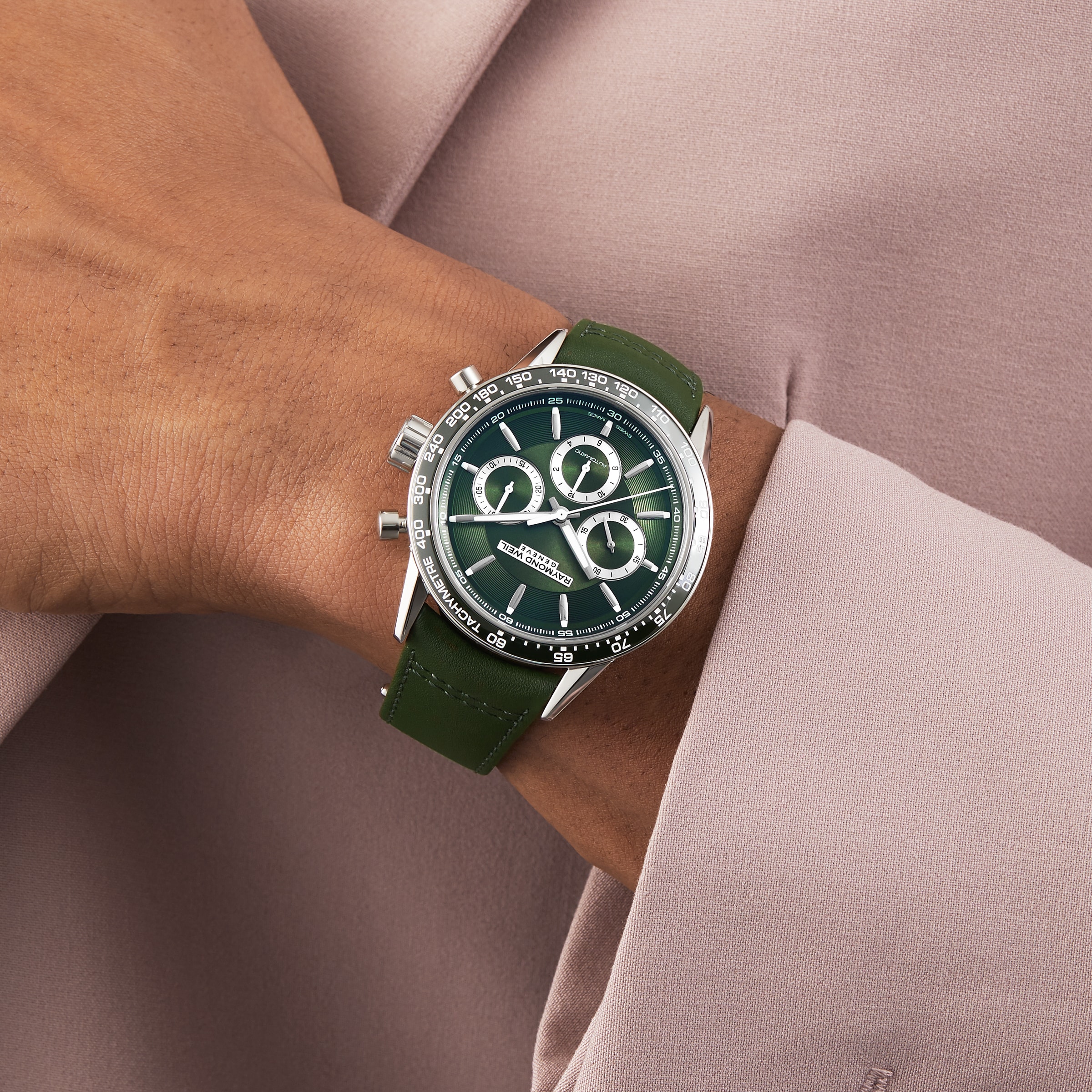 Replica Raymond Weil Freelancer 43.5mm Mens details Green 7741-SC7-52021