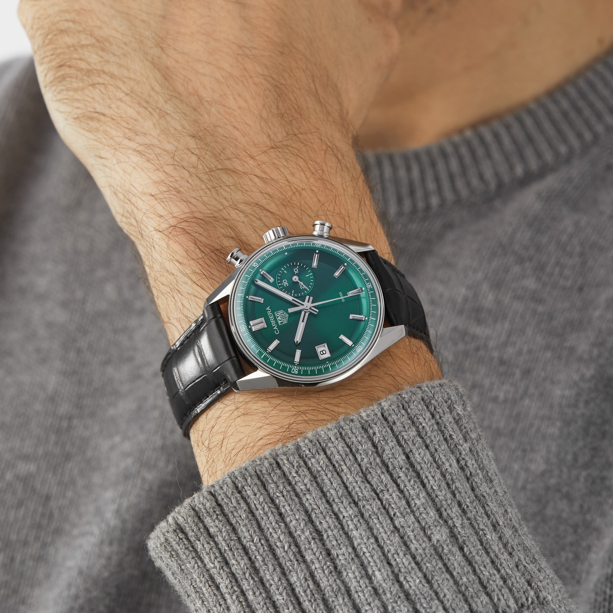Replica TAG Heuer Carrera Chronograph 39mm Mens details Green CBS2211.FC6545 9 Replica TAG Heuer Carrera Chronograph 39mm Mens details Green CBS2211.FC6545