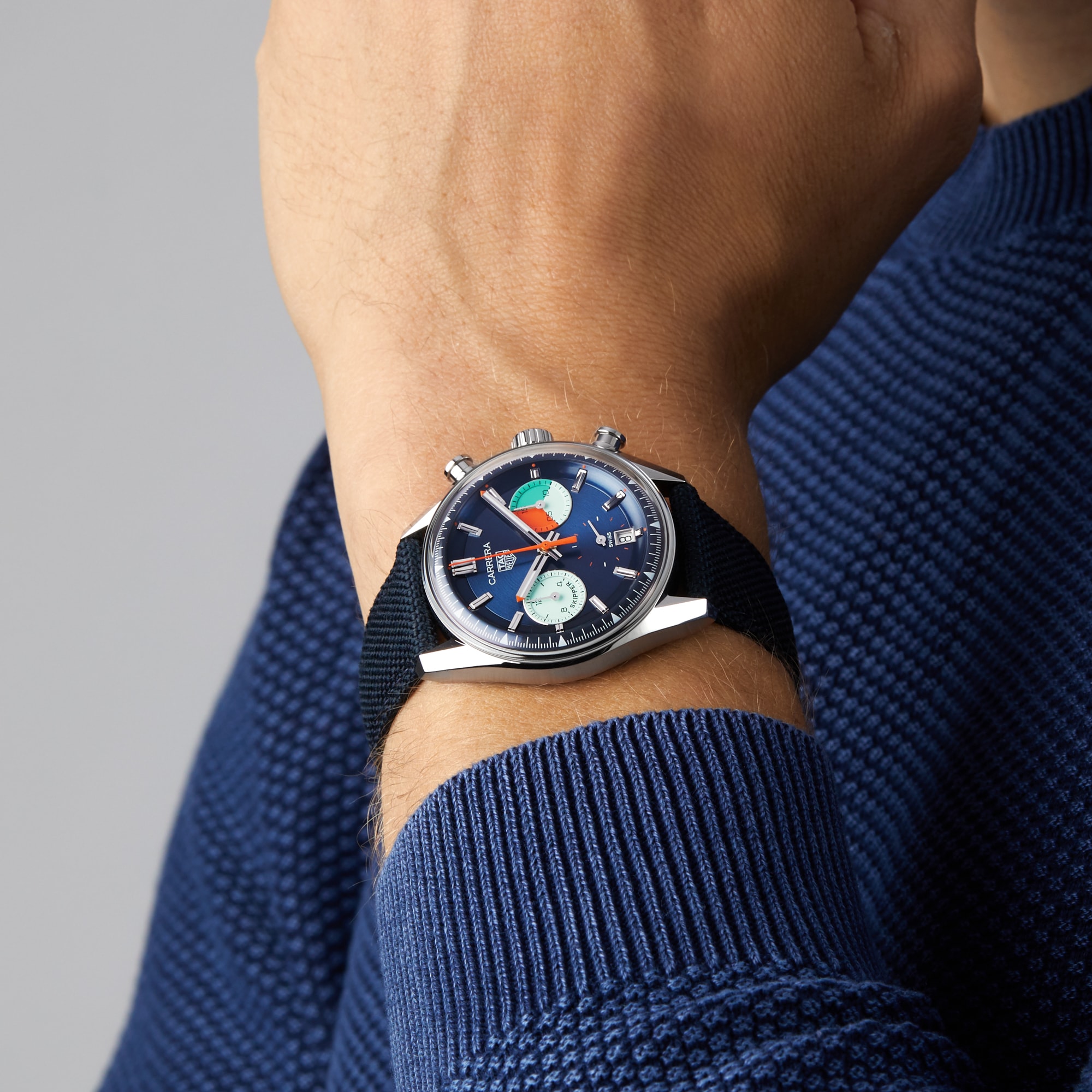 Replica TAG Heuer Carrera Chronograph Skipper 39mm Mens details Blue CBS2213.FN6002 9 Replica TAG Heuer Carrera Chronograph Skipper 39mm Mens details Blue CBS2213.FN6002