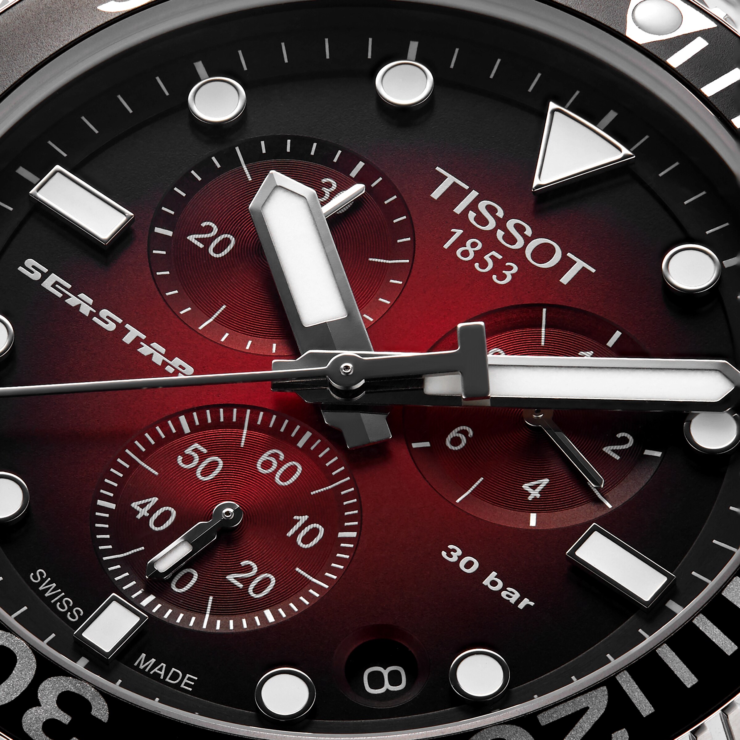 Replica Tissot T-Sport Seastar 1000 Quartz Chronograph 45.5mm Mens details Red T1204171142100