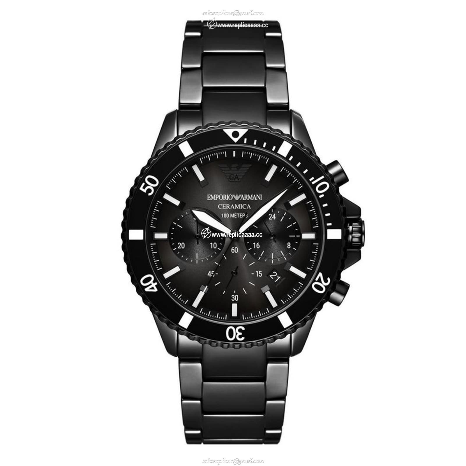 Emporio Armani Diver Mens details 43mm Black AR70010