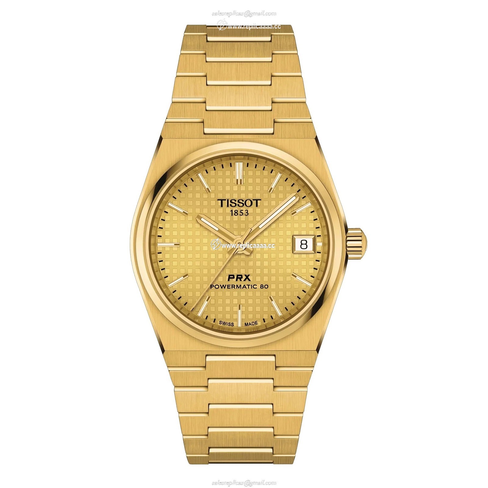 Tissot PRX Powermatic 80 35mm Unisex details Gold T1372073302100 1 Tissot PRX Powermatic 80 35mm Unisex details Gold T1372073302100