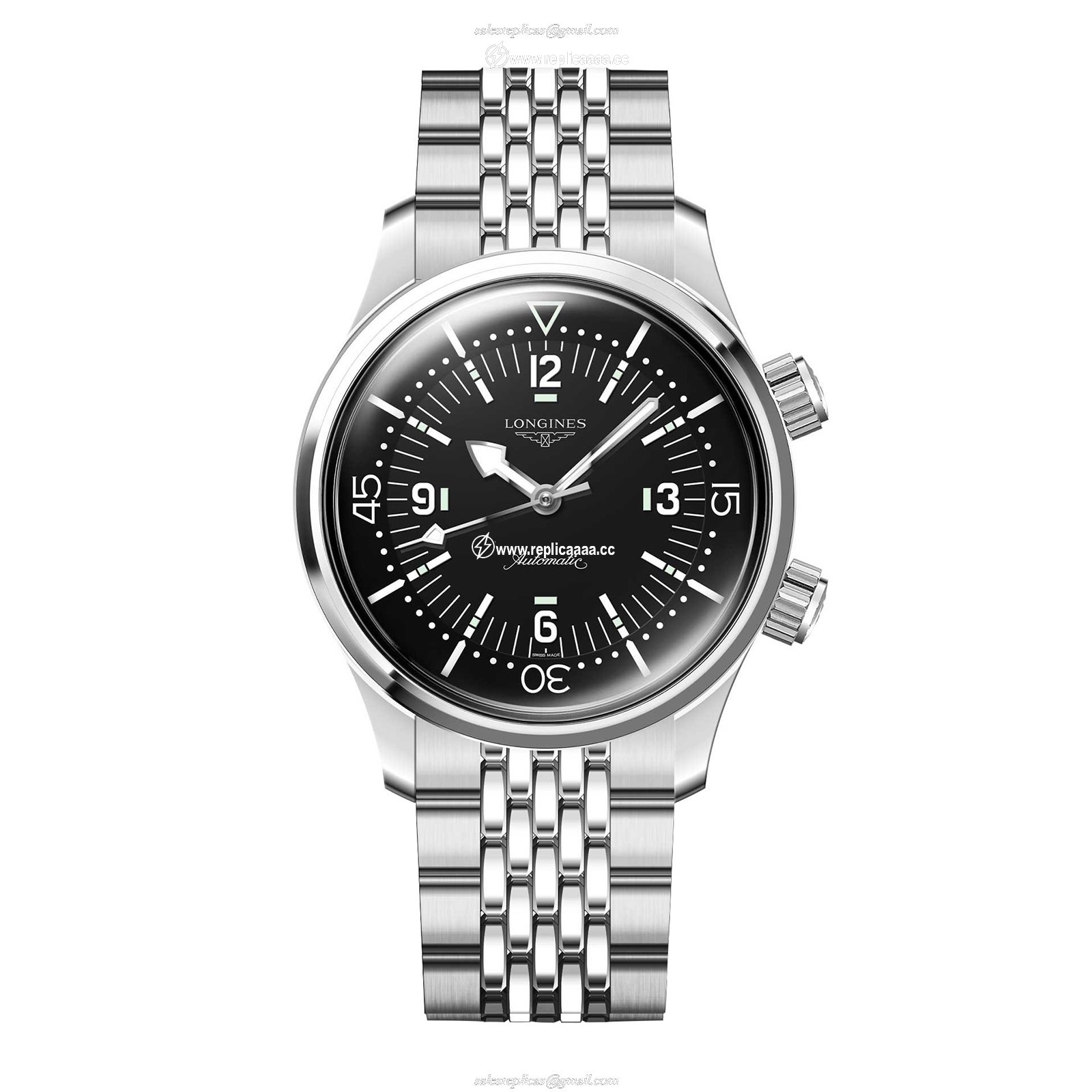 Longines Legend Diver 39mm Mens details Black Stainless Steel L37644506