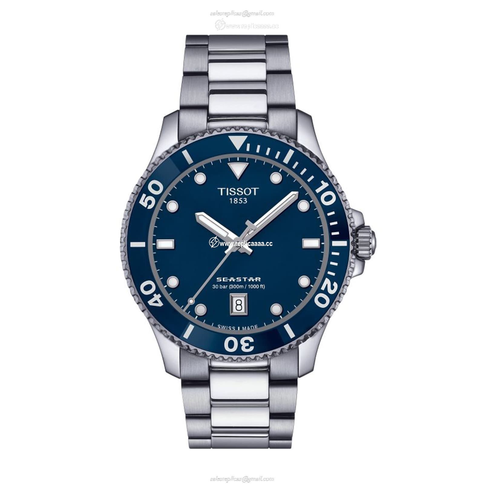 Tissot Seastar 1000 40mm Mens details Blue T1204101104100