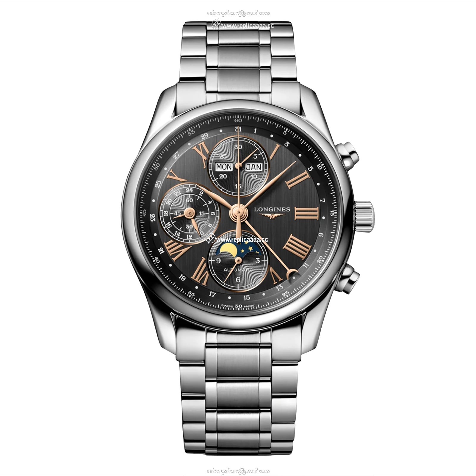 Longines Master Collection 40mm Mens details Grey Stainless Steel L26734616 1 Longines Master Collection 40mm Mens details Grey Stainless Steel L26734616
