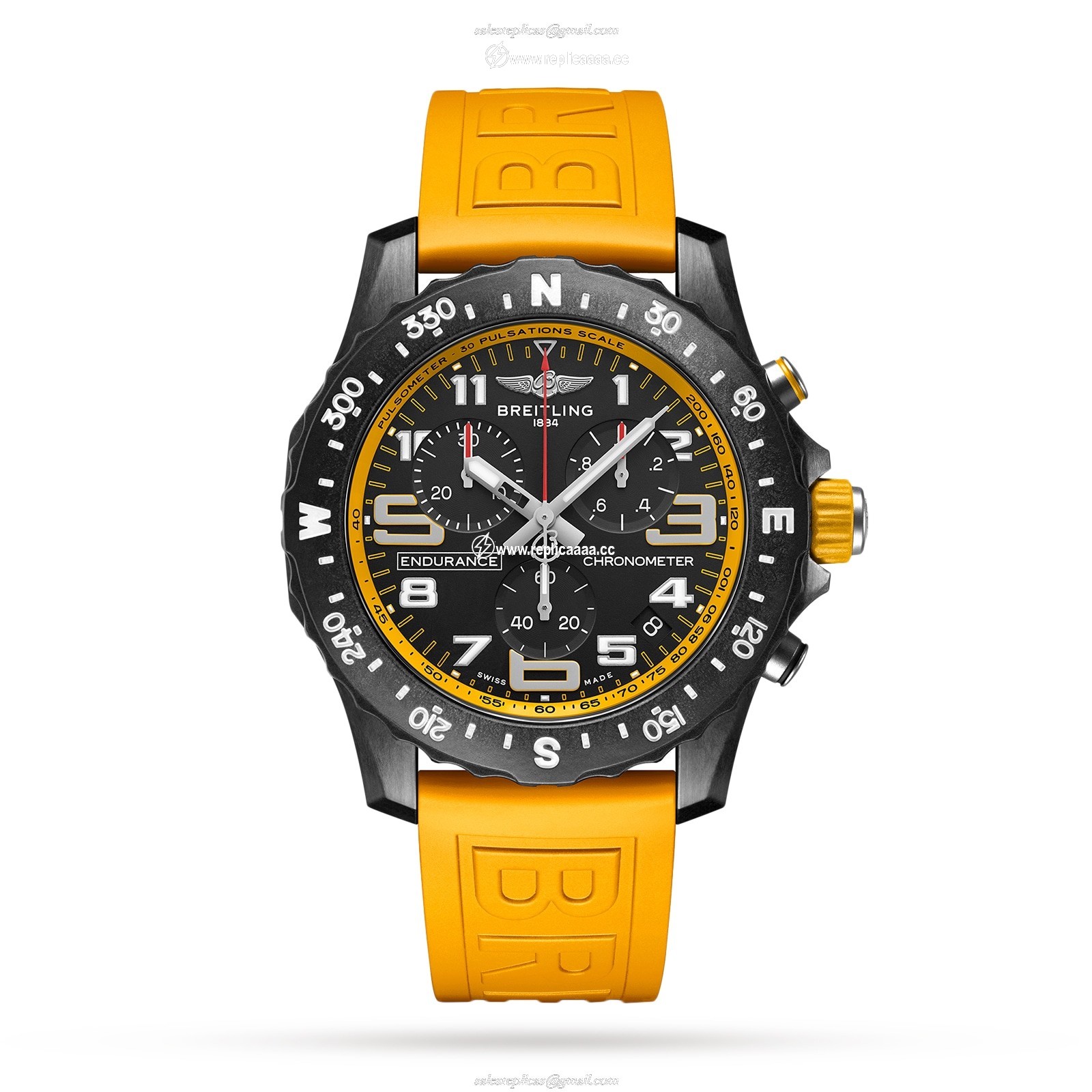 Breitling Endurance Pro 44 Yellow Rubber Strap details X82310A41B1S1 1 Breitling Endurance Pro 44 Yellow Rubber Strap details X82310A41B1S1