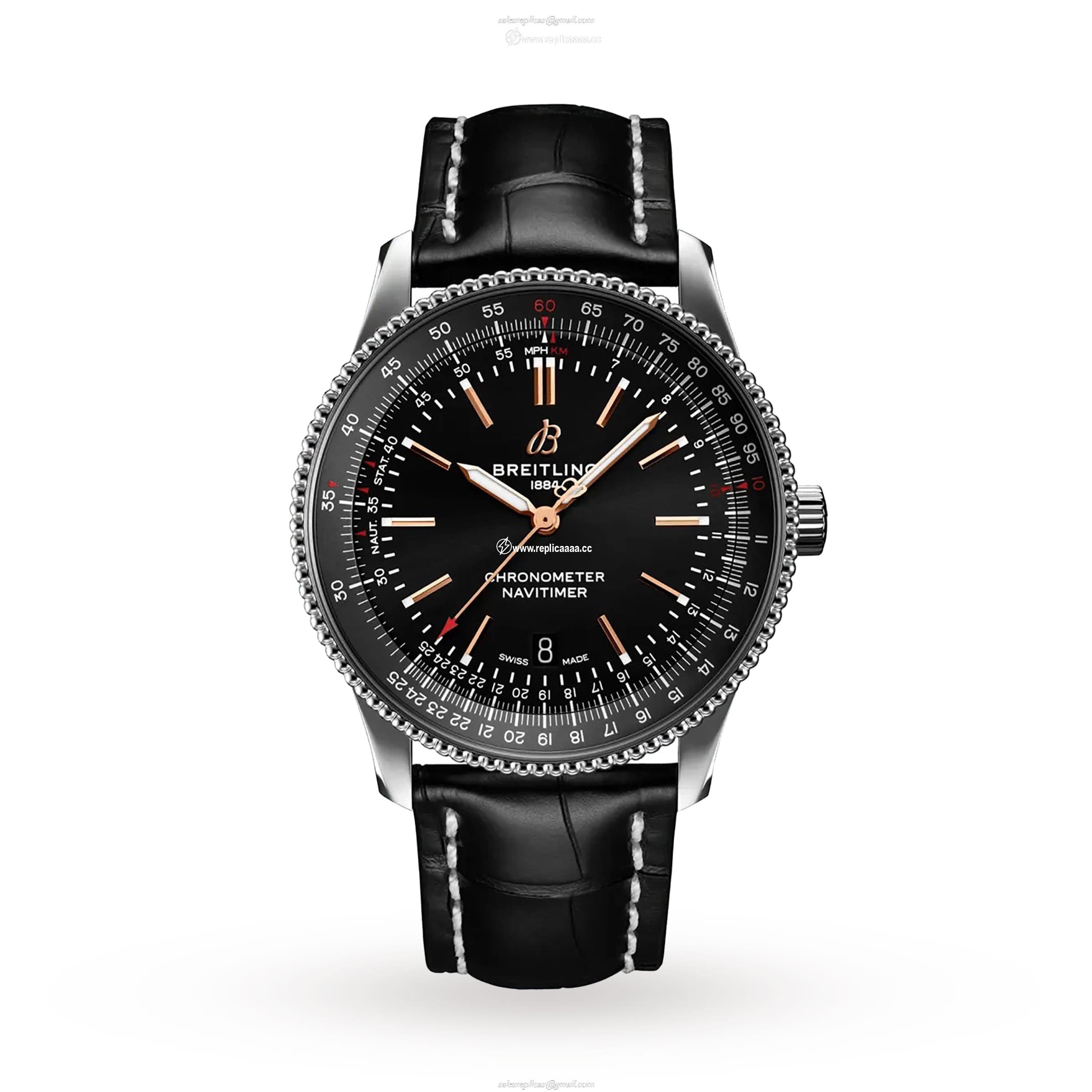 Breitling Navitimer Automatic 41 Black Leather Strap details A17326241B1P1