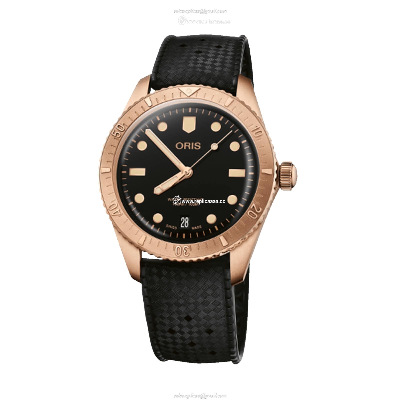Oris Divers Sixty Five Date Cotton Candy Sepia 38mm Mens details Rubber 01 733 7771 3154-07 4 19 18BR