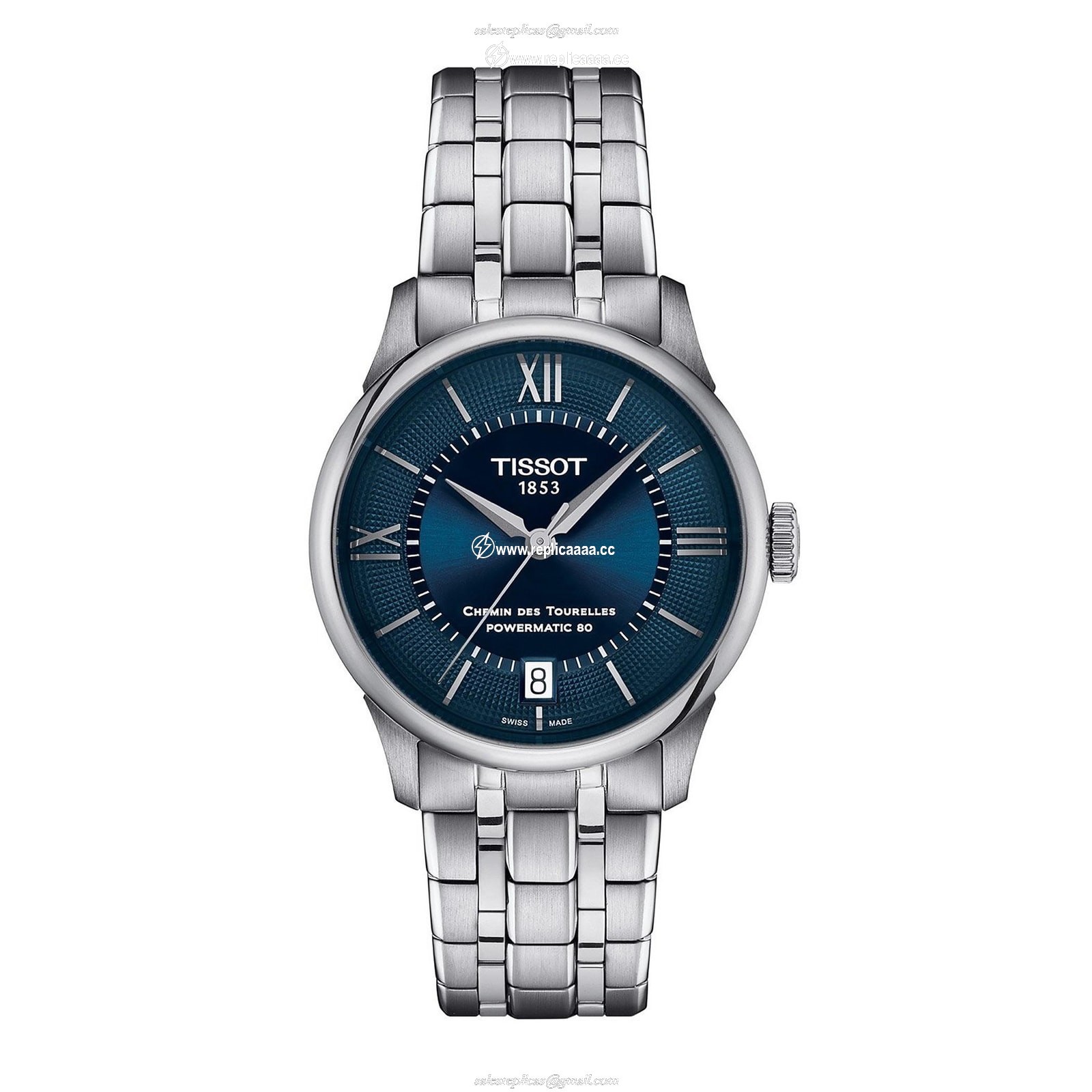 Tissot Chemin Des Tourelles Powermatic 80 34mm Mens details - Blue T1392071104800 1 Tissot Chemin Des Tourelles Powermatic 80 34mm Mens details - Blue T1392071104800