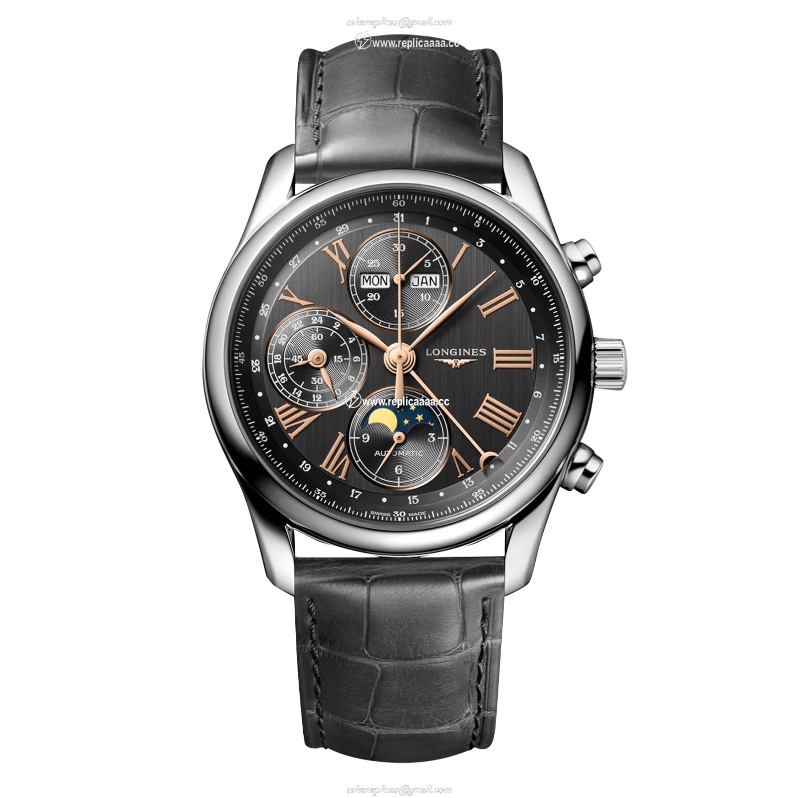 Longines Master Collection 40mm Mens details Grey Alligator L26734612