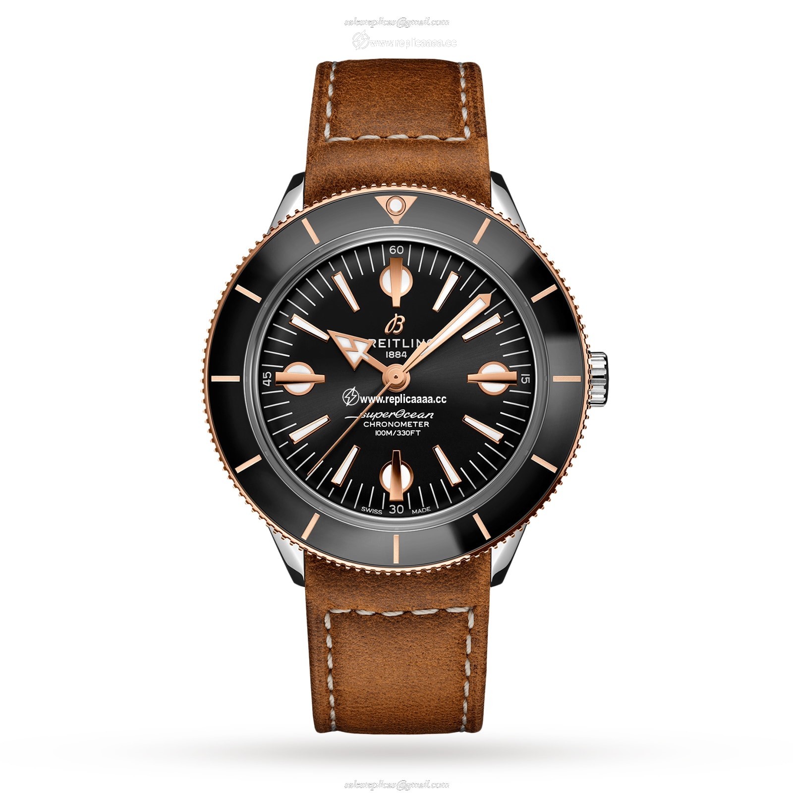 Breitling Superocean Heritage '57 Stainless Steel 18k Red Gold Leather Strap details U10370121B1X1 1 Breitling Superocean Heritage '57 Stainless Steel 18k Red Gold Leather Strap details U10370121B1X1