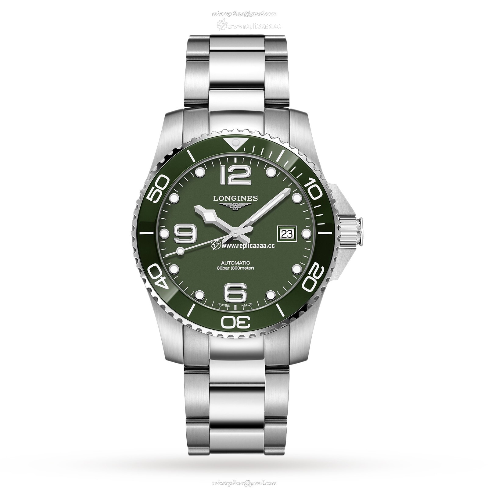 Longines HydroConquest 41mm Stainless Steel Mens details - Green L37814066