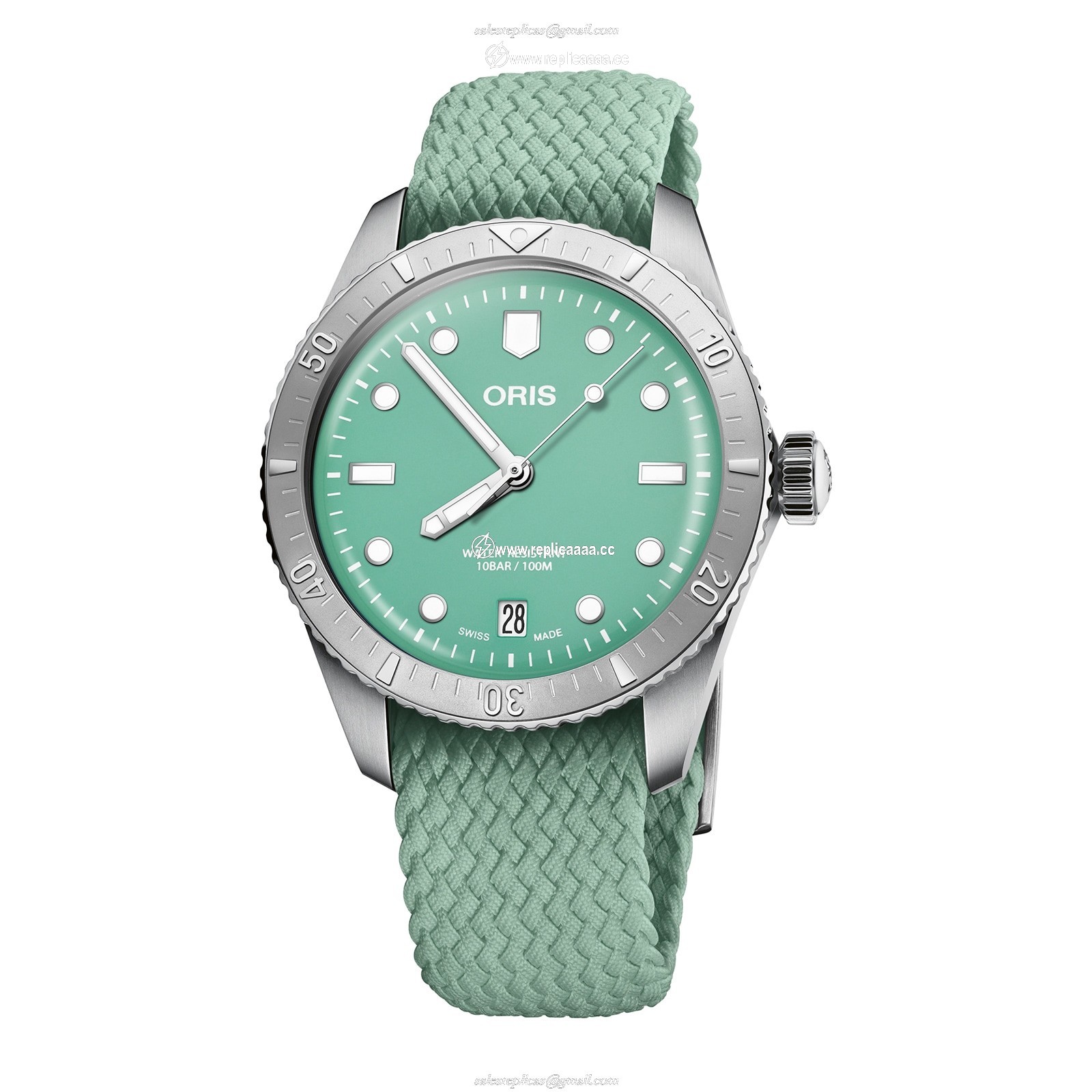 Oris Divers Heritage 1965 38mm Unisex details Green Fabric 01 733 7771 4057-07 3 19 03S
