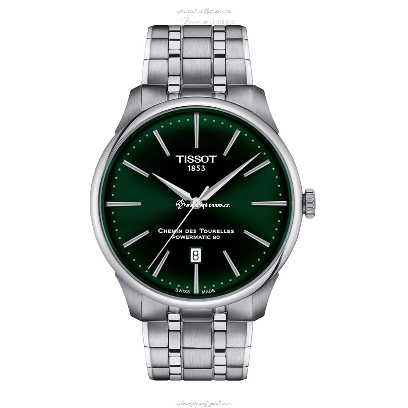 Tissot Chemin Des Tourelles Powermatic 80 42mm Mens details Green T1394071109100