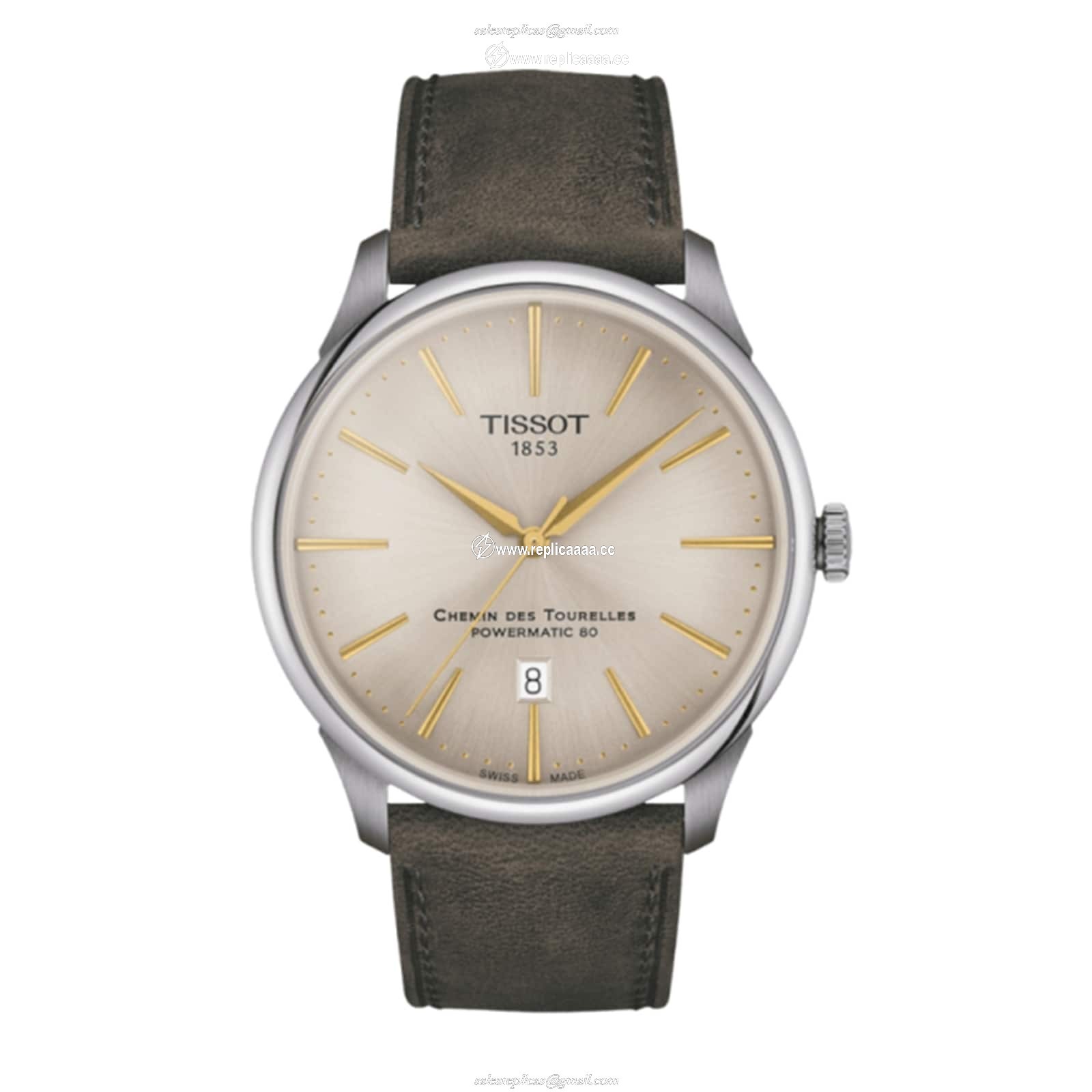 Tissot Chemin Des Tourelles Powermatic 80 42mm Mens details - Champagne T1394071626100 1 Tissot Chemin Des Tourelles Powermatic 80 42mm Mens details - Champagne T1394071626100