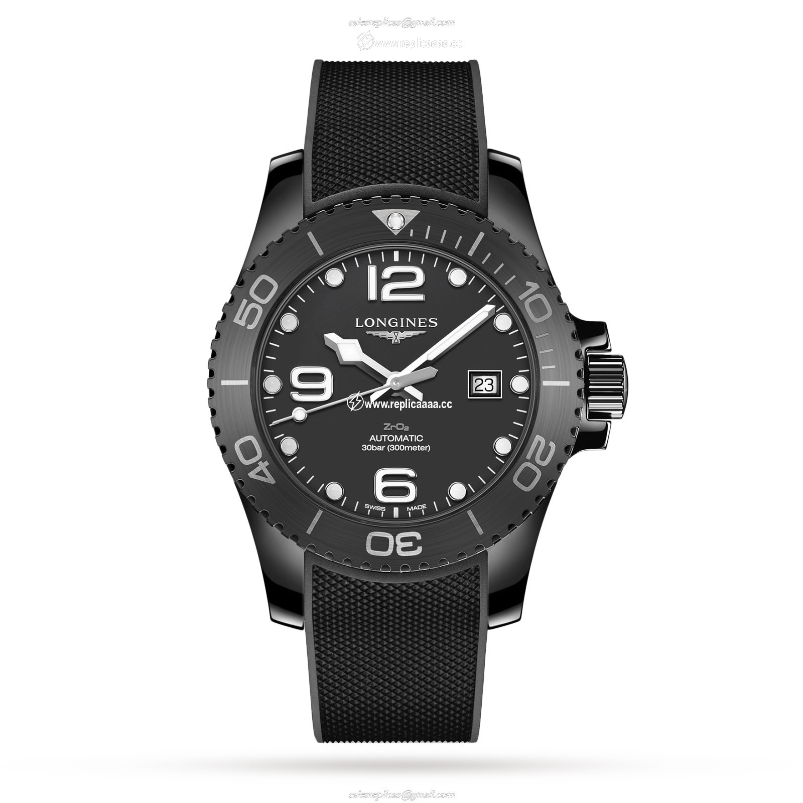 Longines All-black Ceramic Hydroconquest 43mm Automatic Mens details L37844569 1 Longines All-black Ceramic Hydroconquest 43mm Automatic Mens details L37844569