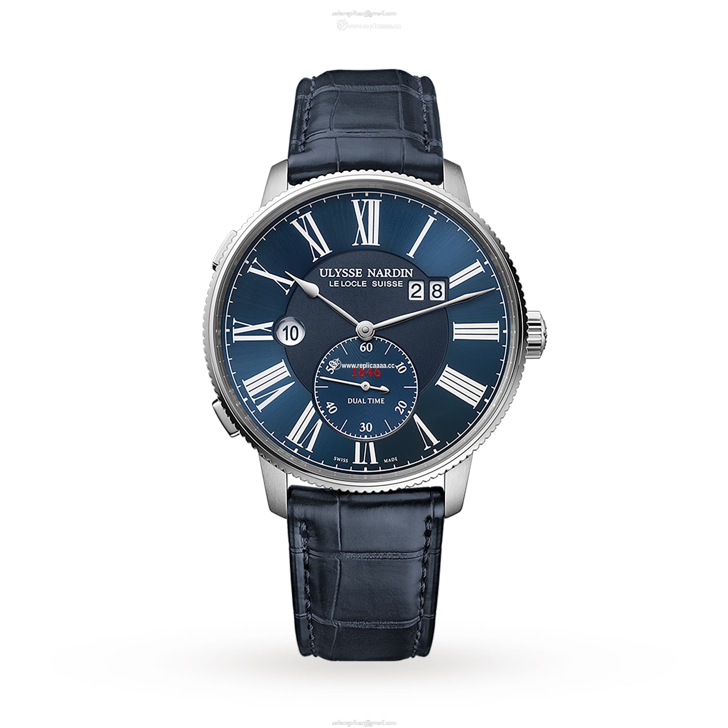 Ulysse Nardin Marine Torpilleur Dual Time 44mm Stainless Steel Case And Bezel 3343-320-3A/1A 1 Ulysse Nardin Marine Torpilleur Dual Time 44mm Stainless Steel Case And Bezel 3343-320-3A/1A