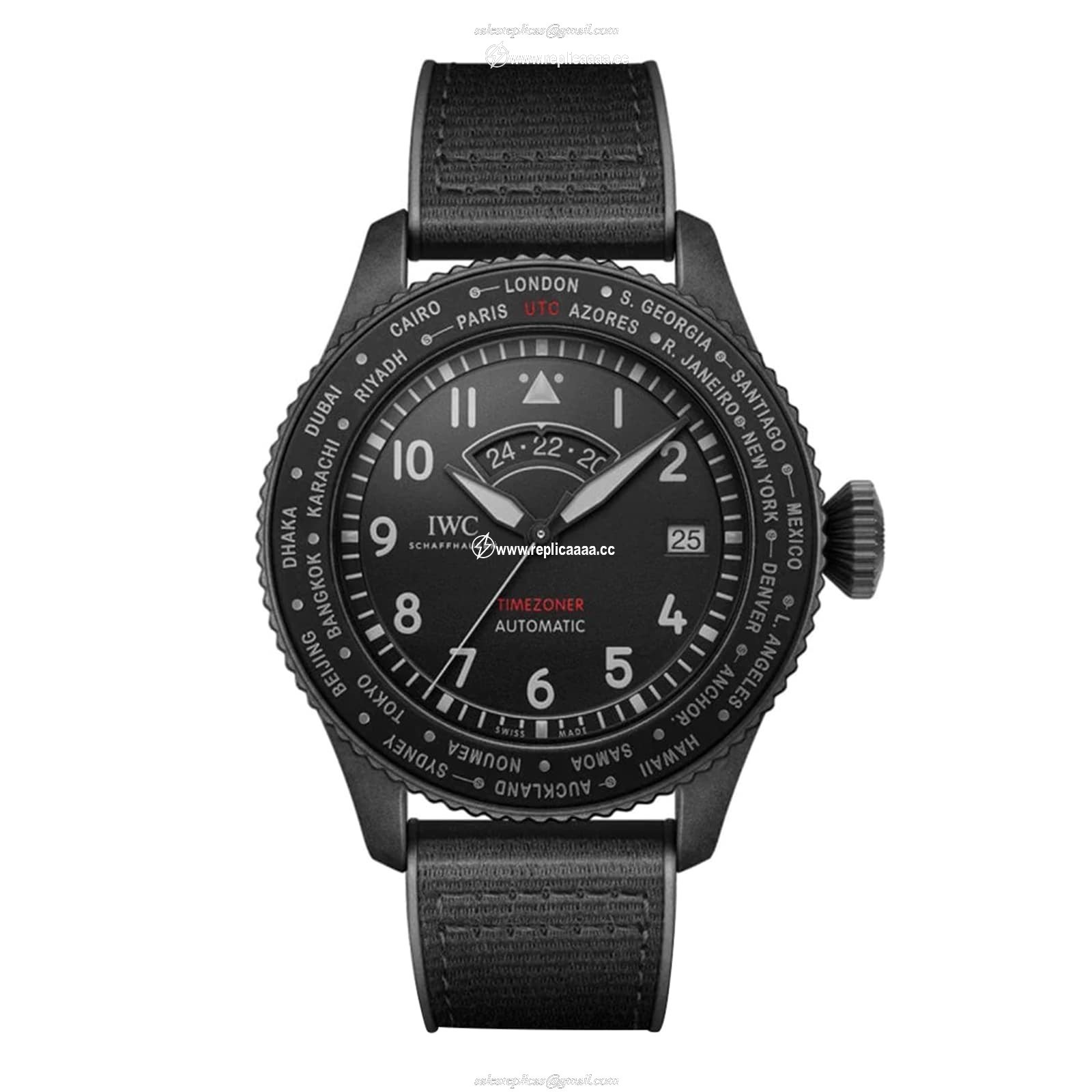 IWC Pilot's Timezoner Top Gun Ceratanium 46mm Mens details Black IW395505 1 IWC Pilot's Timezoner Top Gun Ceratanium 46mm Mens details Black IW395505